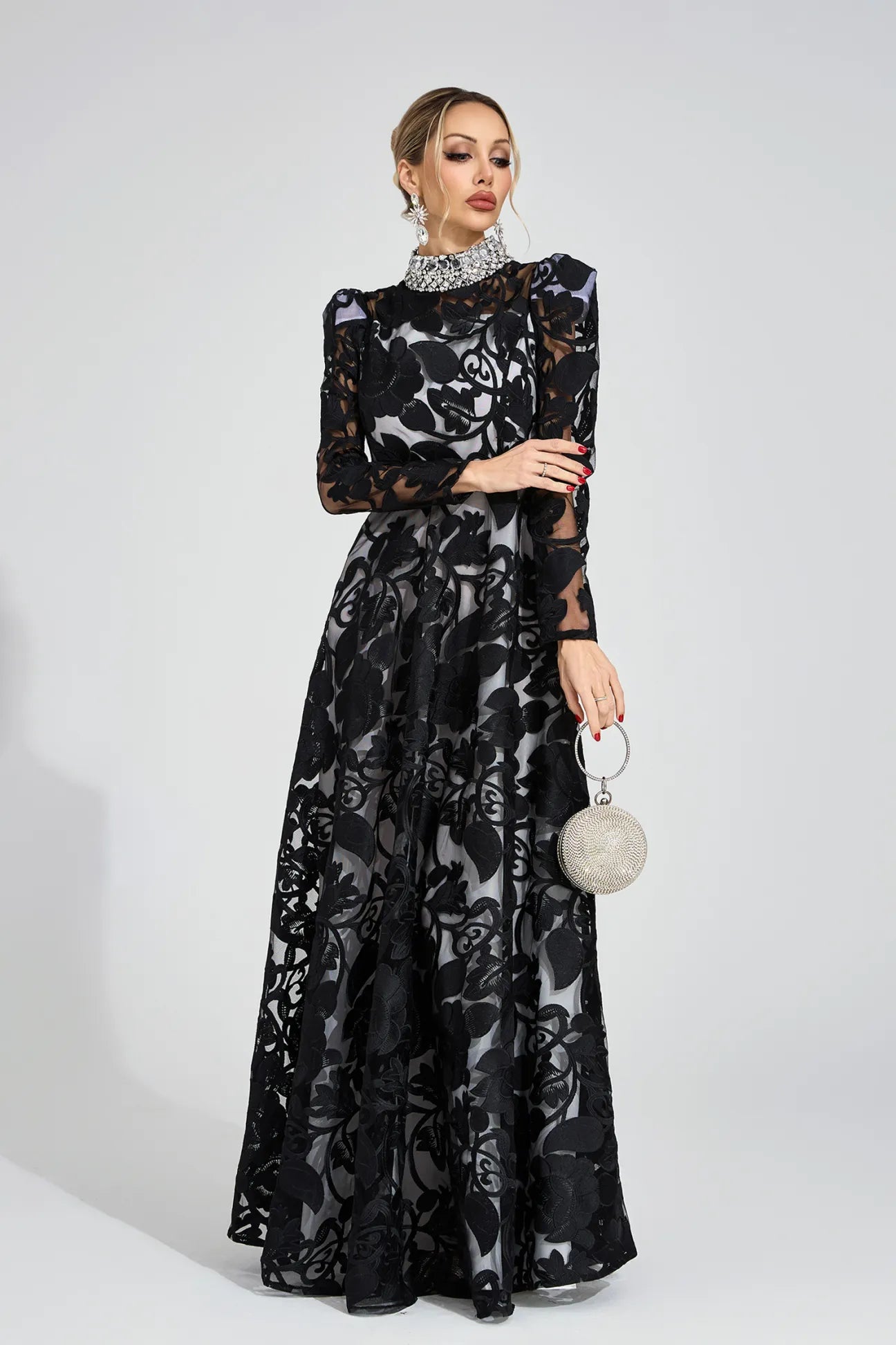 Philippa Black Diamond Maxi Dress