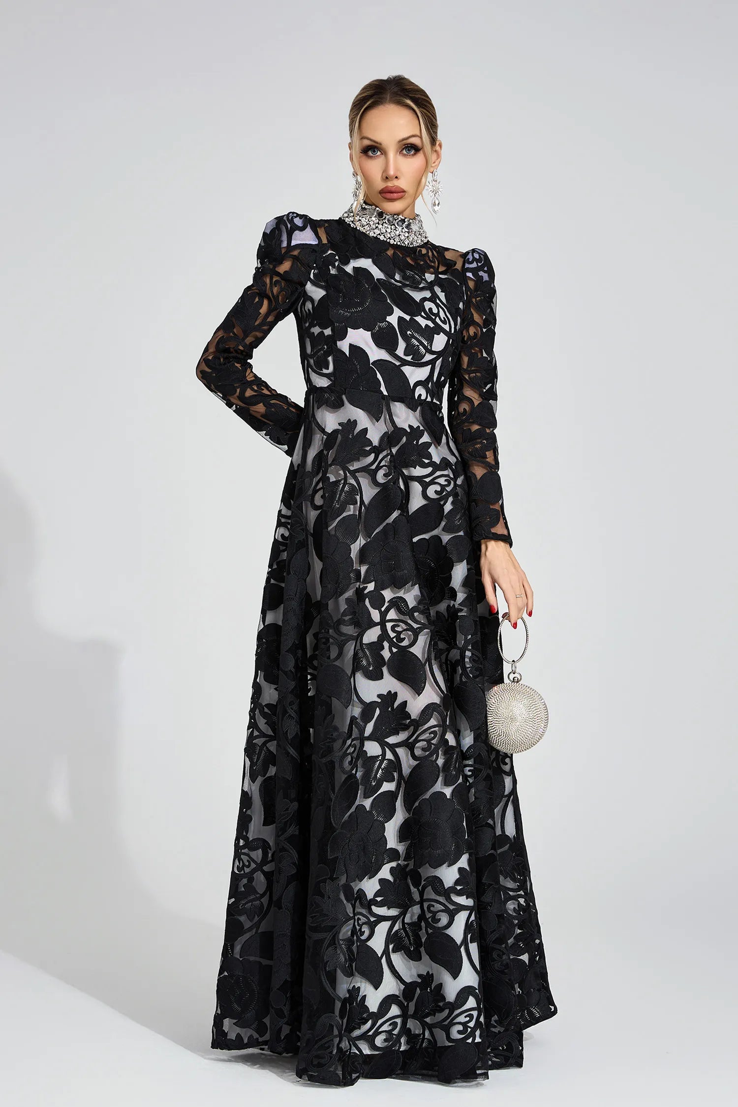 Philippa Black Diamond Maxi Dress