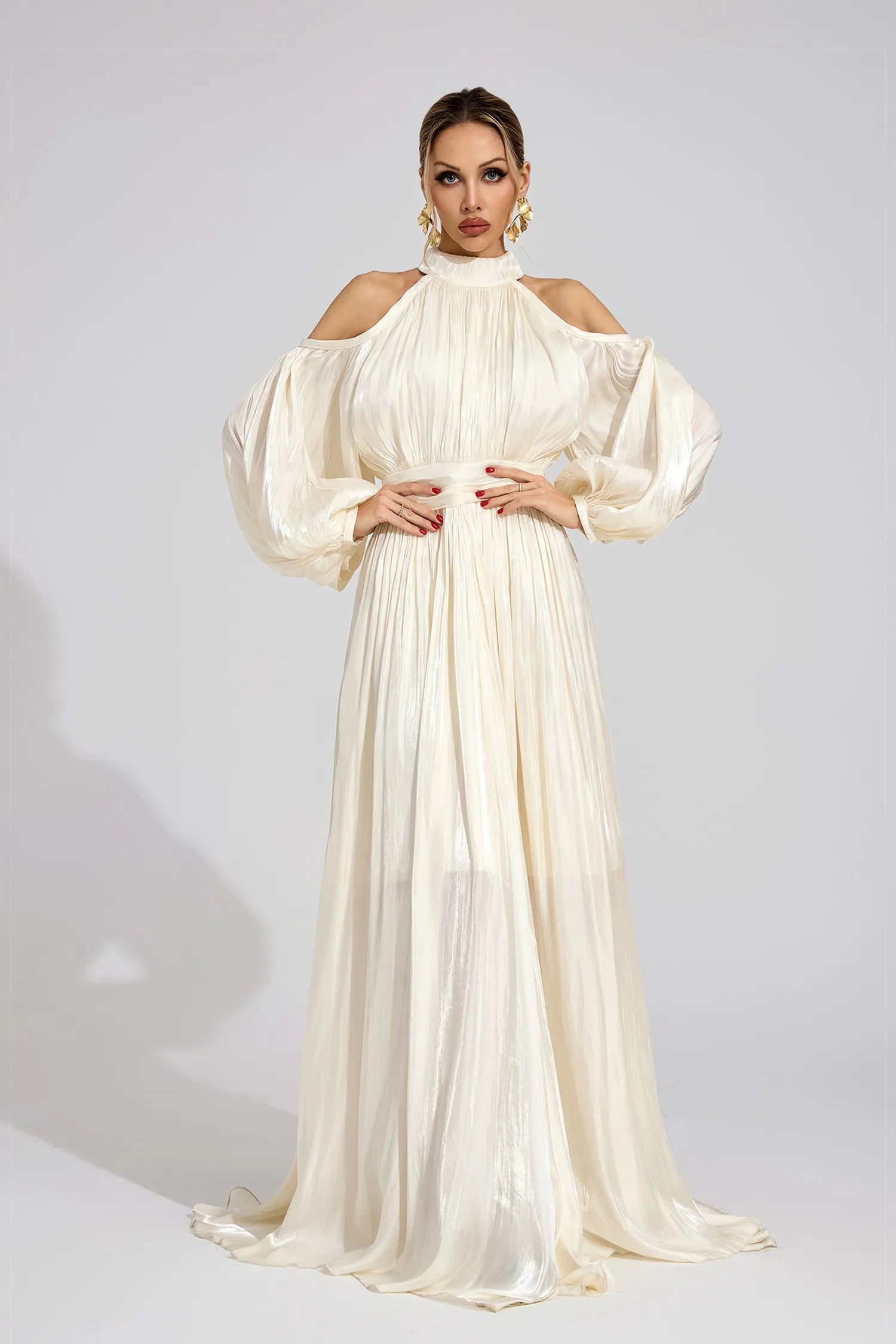 Nuvia White Halter Maxi Dress