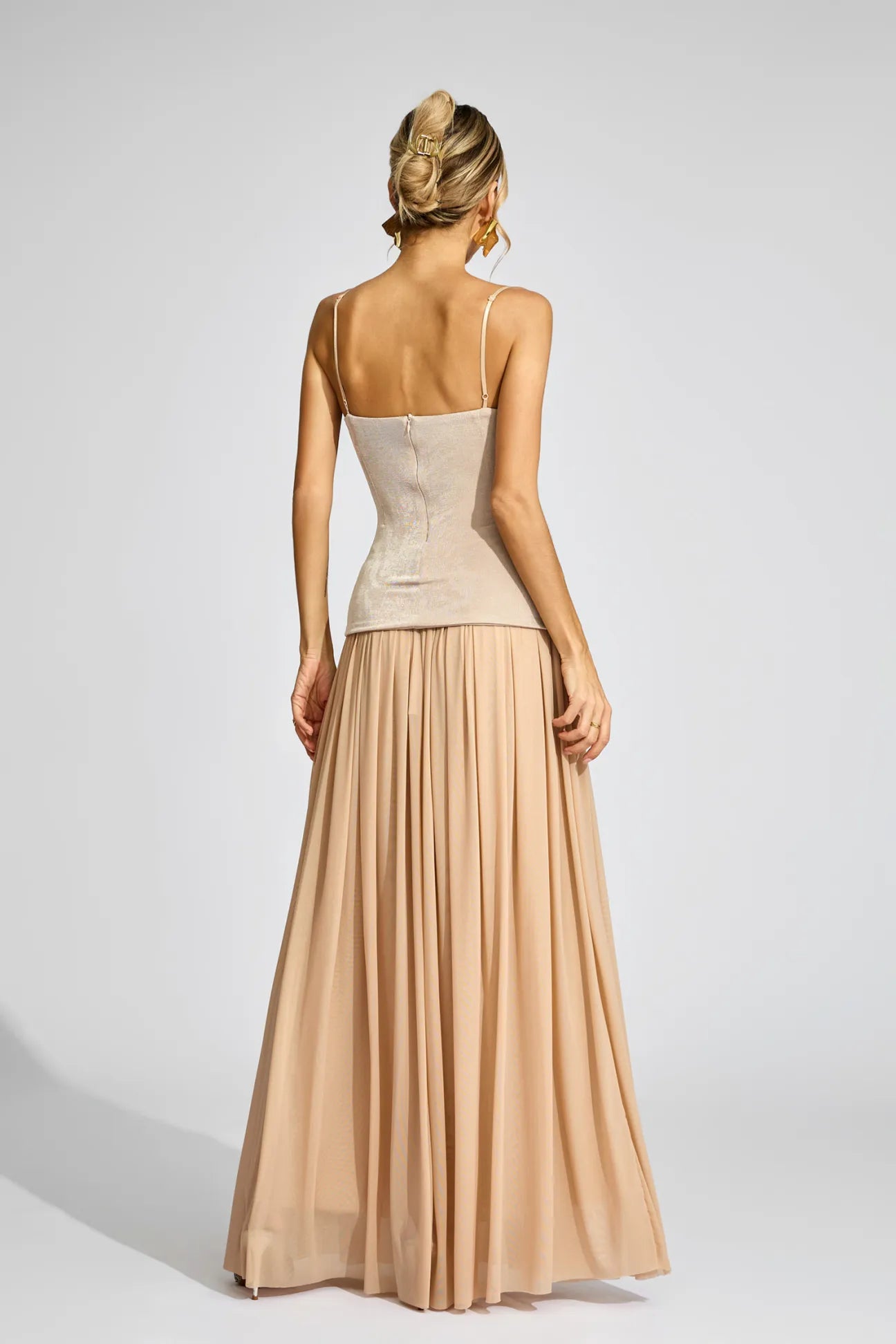 Kimberly Beige Ruched Suspender Set