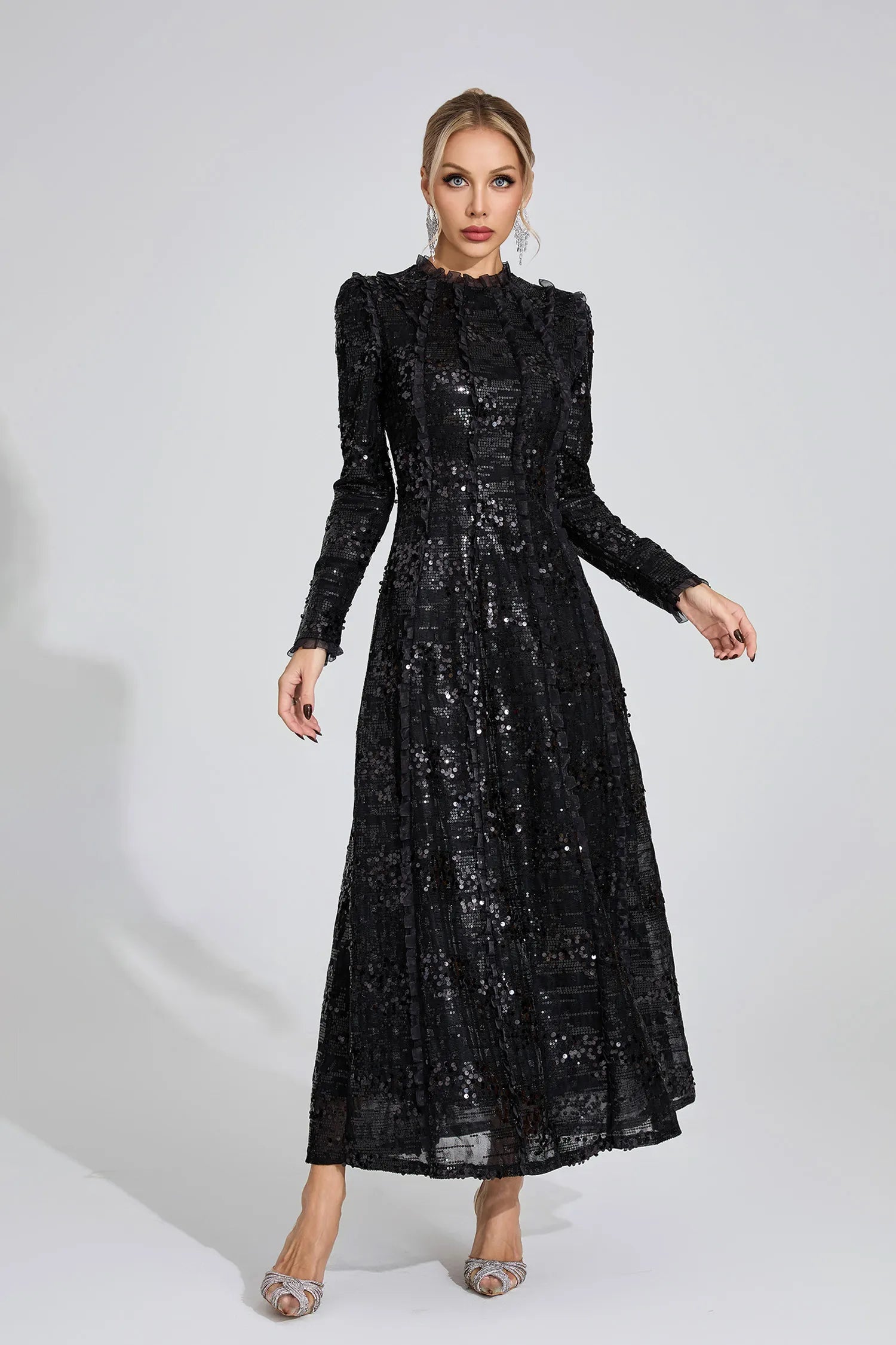 Ramona Black Sequin Maxi Dress