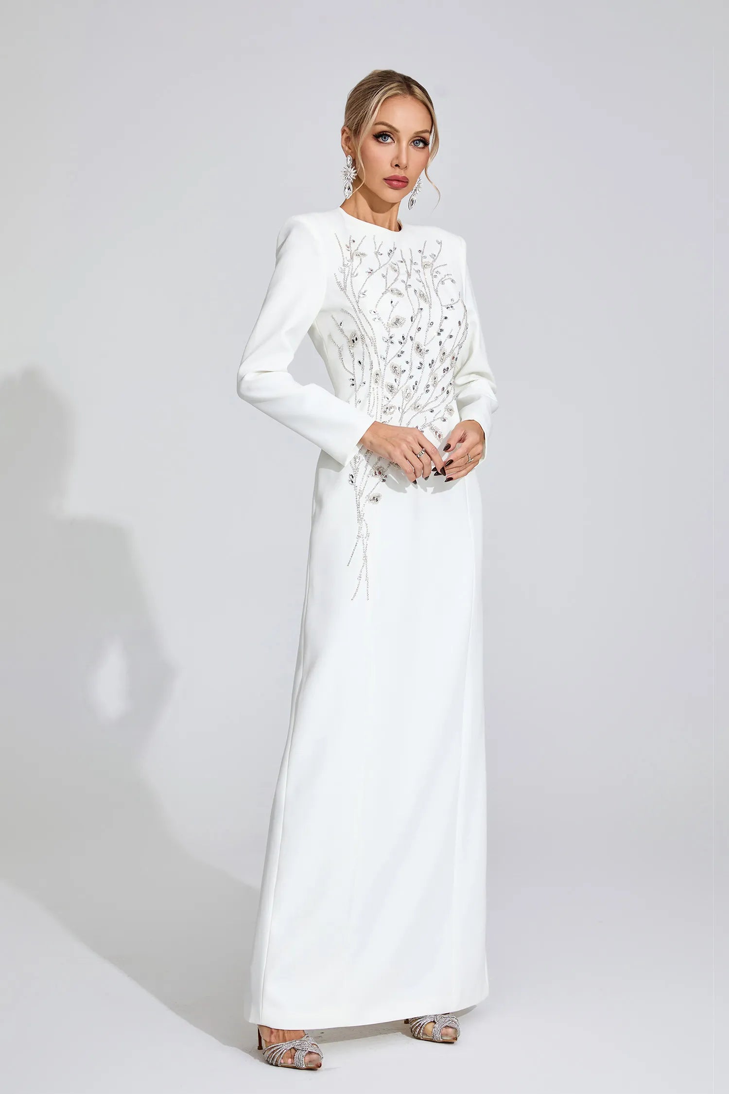 Kinsley White Diamond Maxi Dress