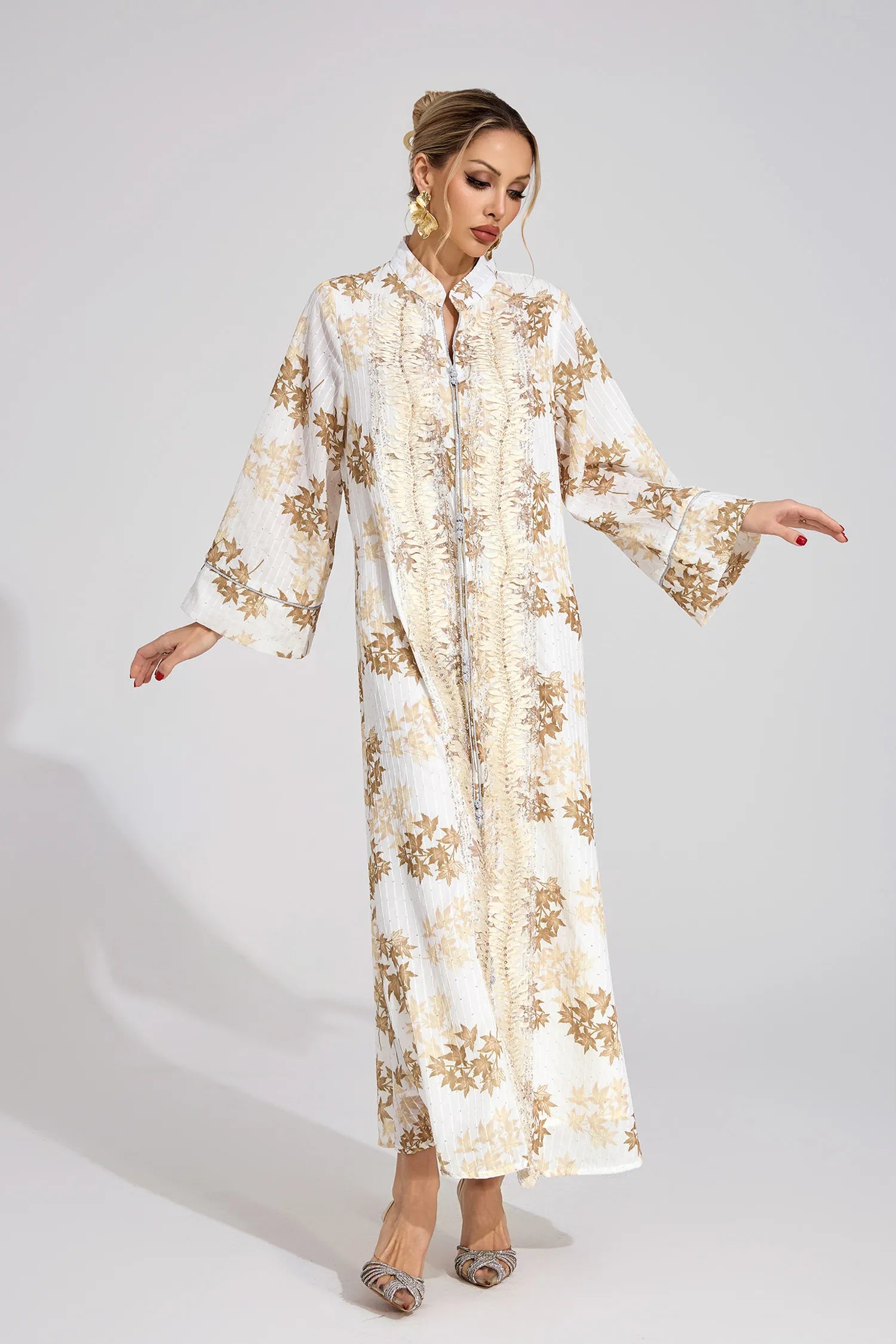 Oriona Gold Beaded Maxi Dress