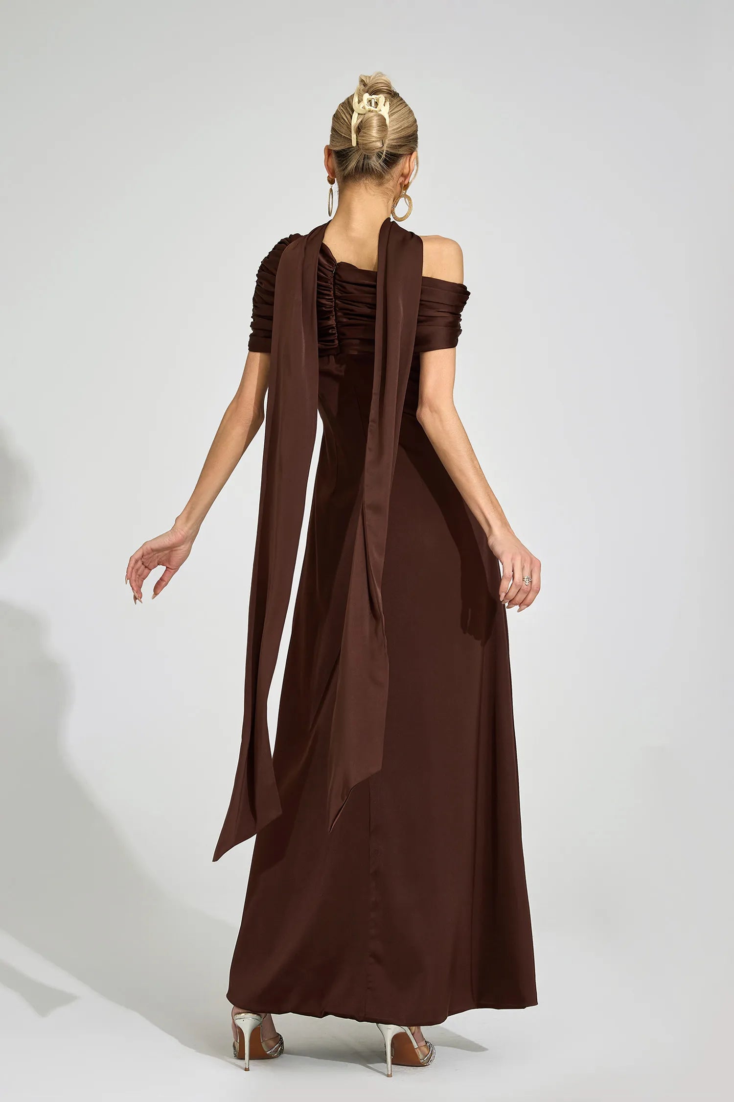 Novara Brown Floral Maxi Dress