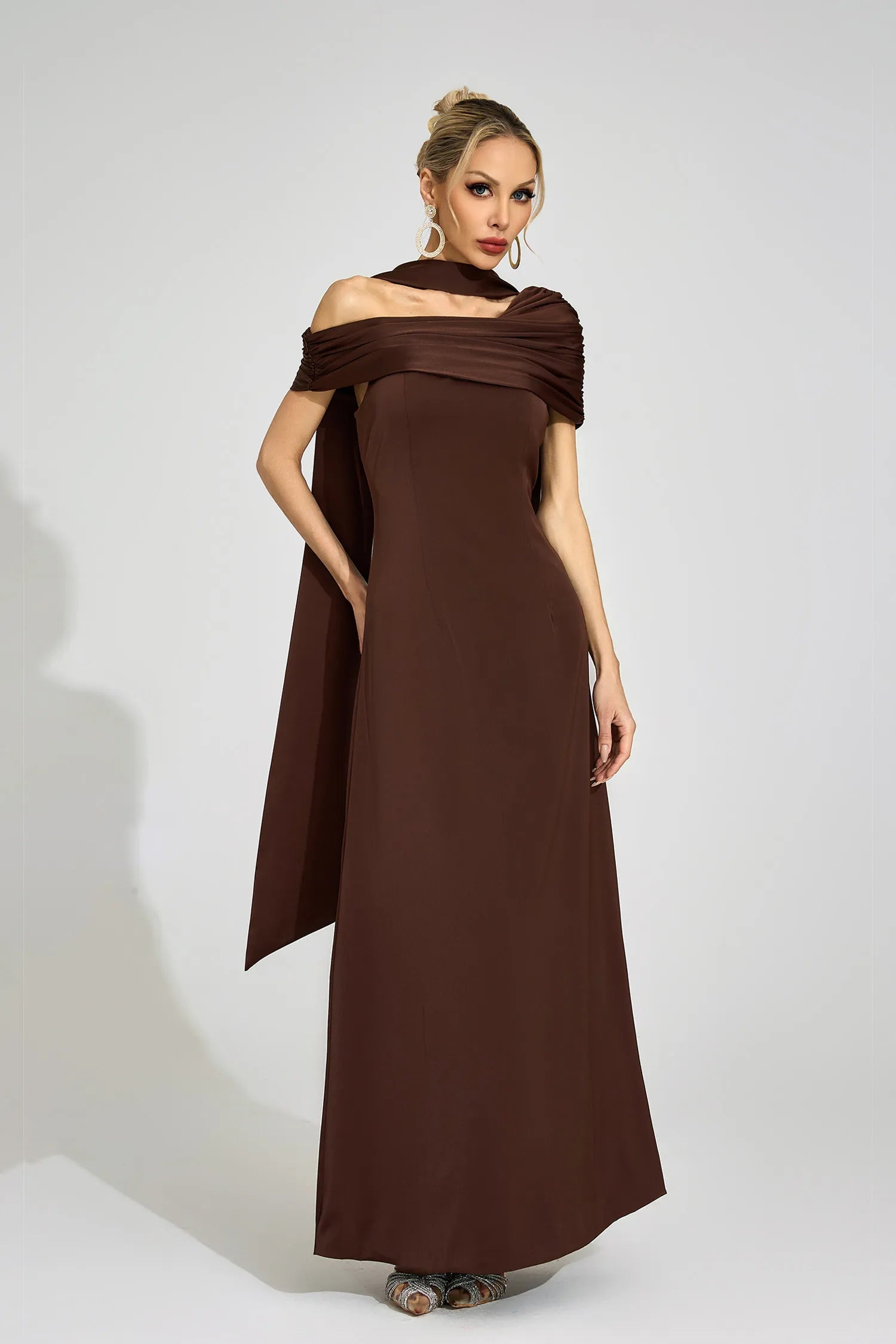Novara Brown Floral Maxi Dress