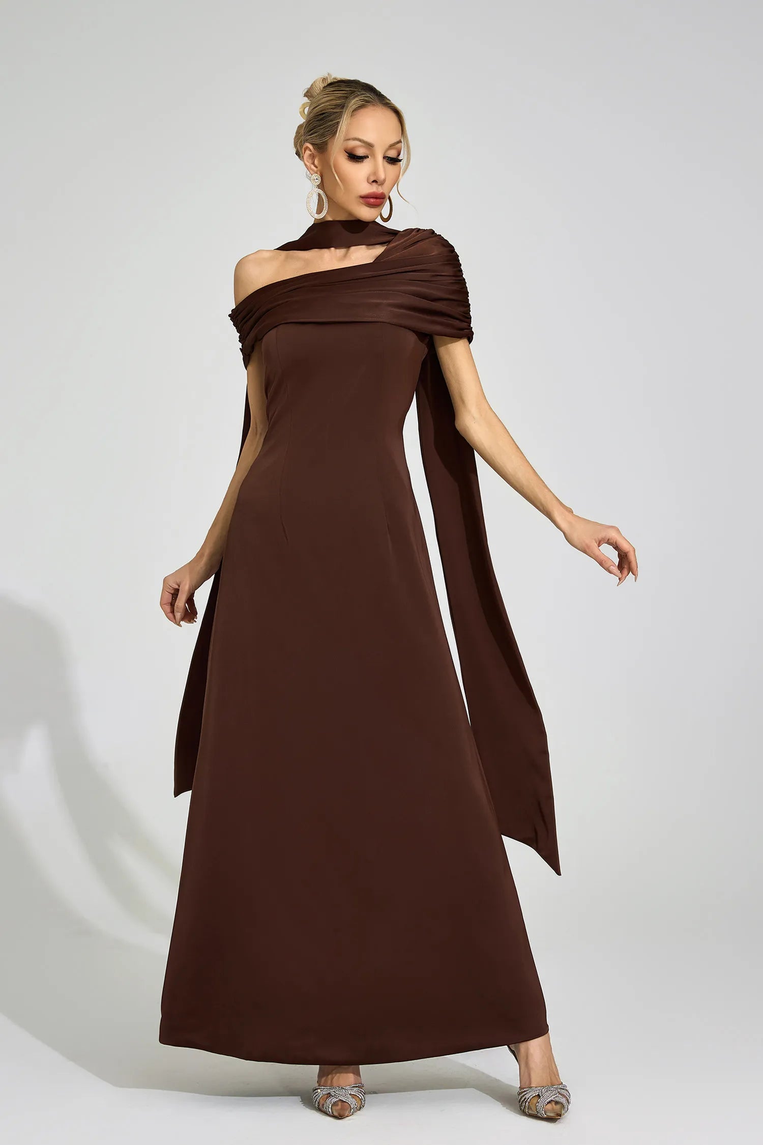 Novara Brown Floral Maxi Dress