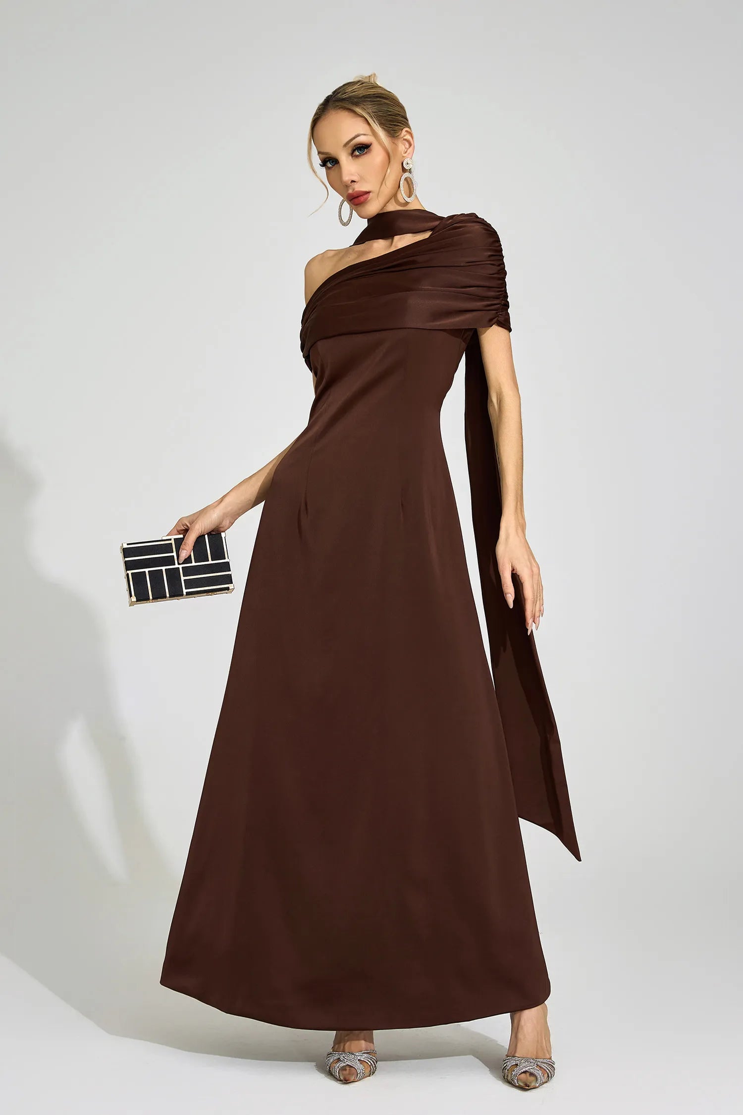 Novara Brown Floral Maxi Dress