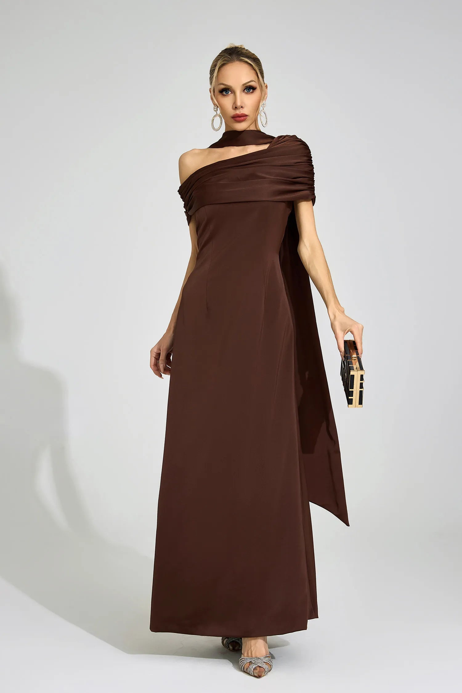 Novara Brown Floral Maxi Dress