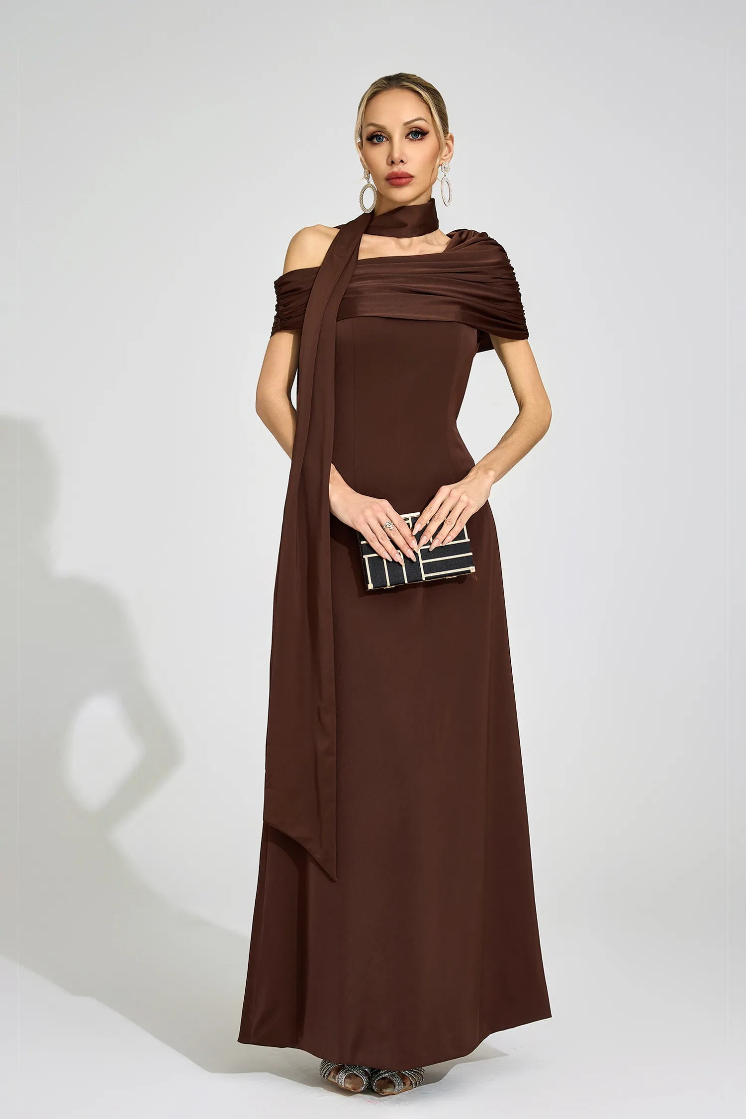 Novara Brown Floral Maxi Dress