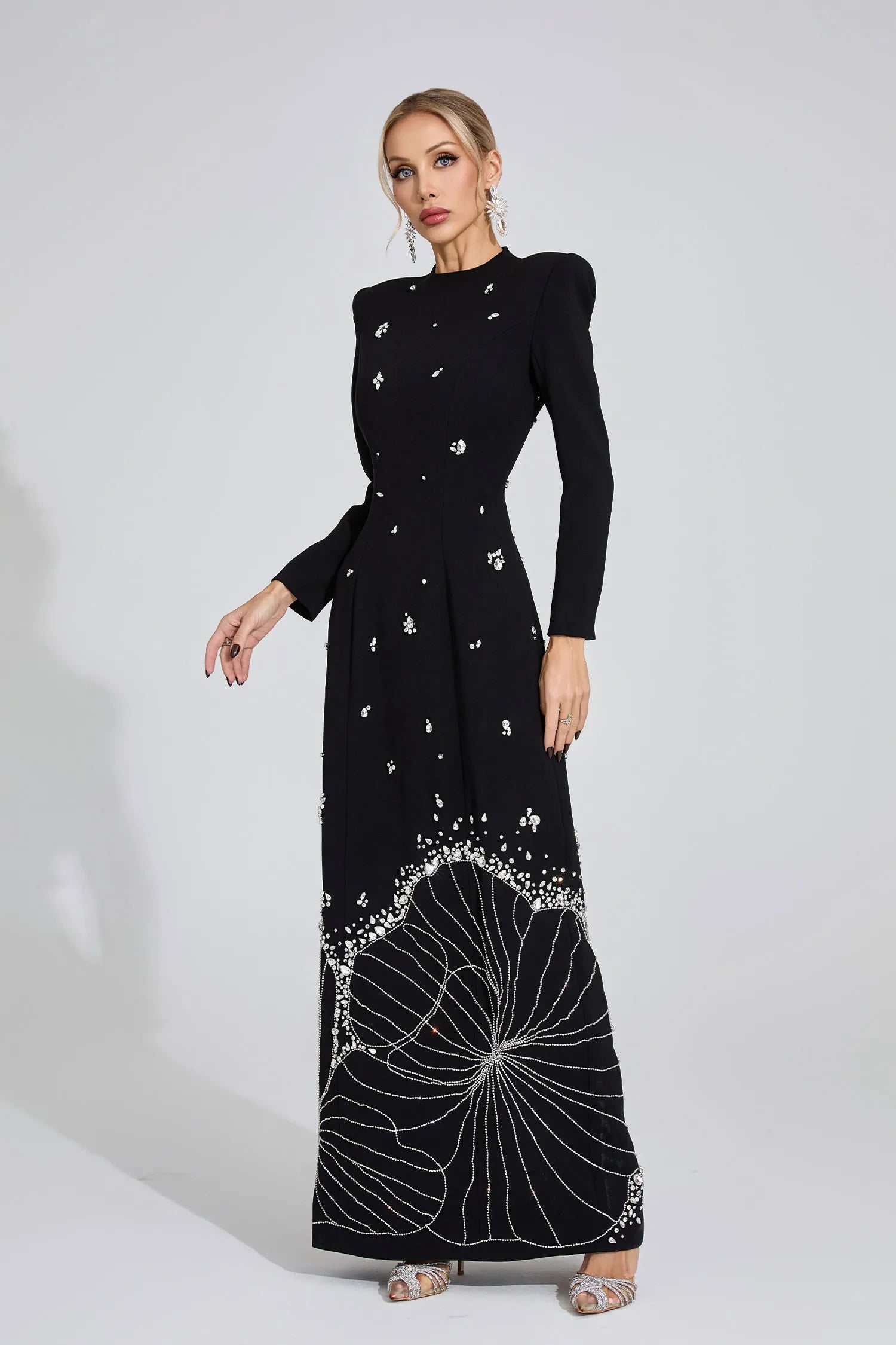 Ayten Black Diamond Maxi Dress