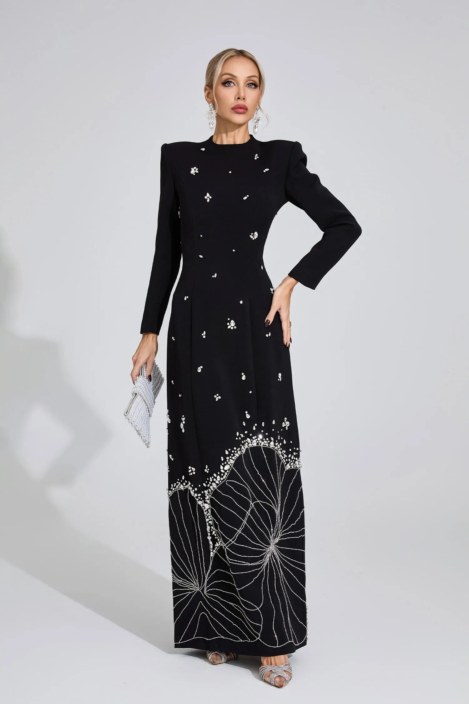 Ayten Black Diamond Maxi Dress