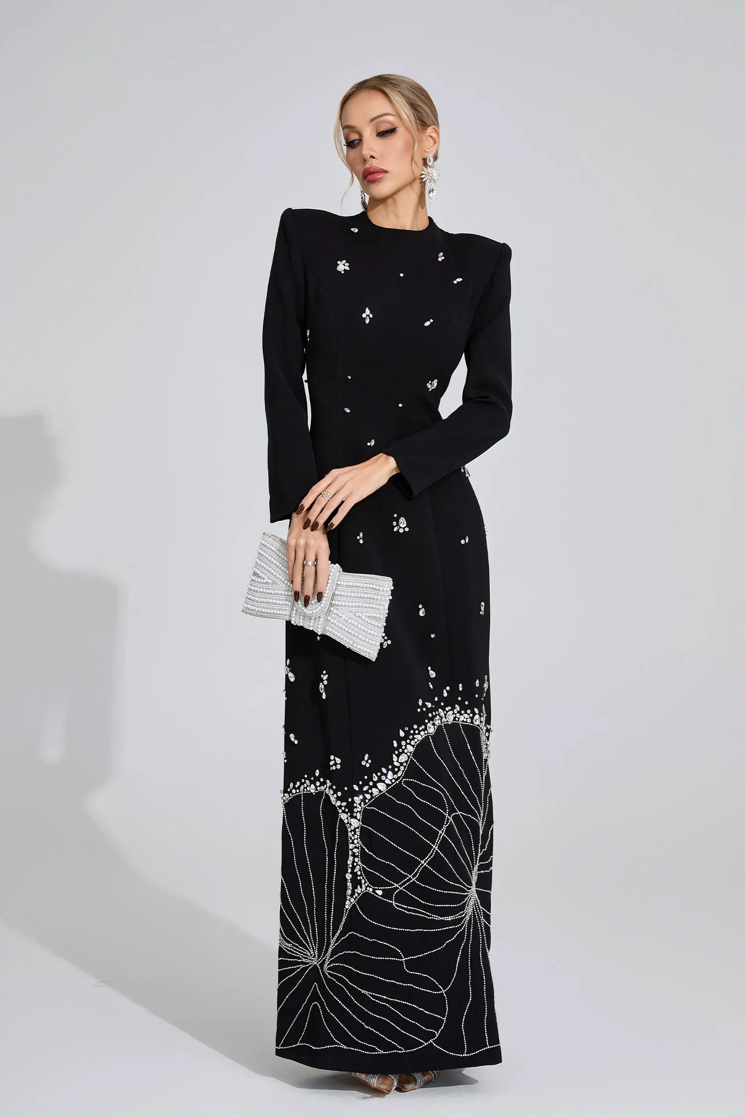 Ayten Black Diamond Maxi Dress