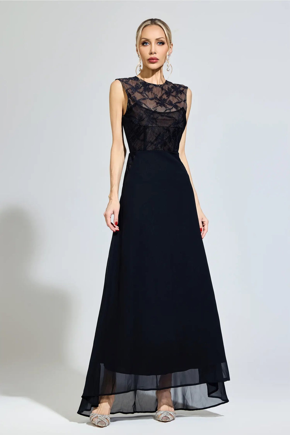 Melissa Black Lace Maxi Dress