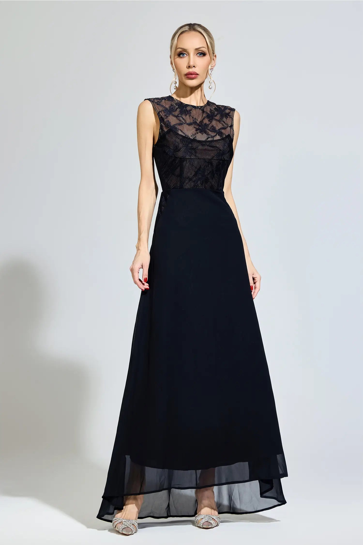 Melissa Black Lace Maxi Dress