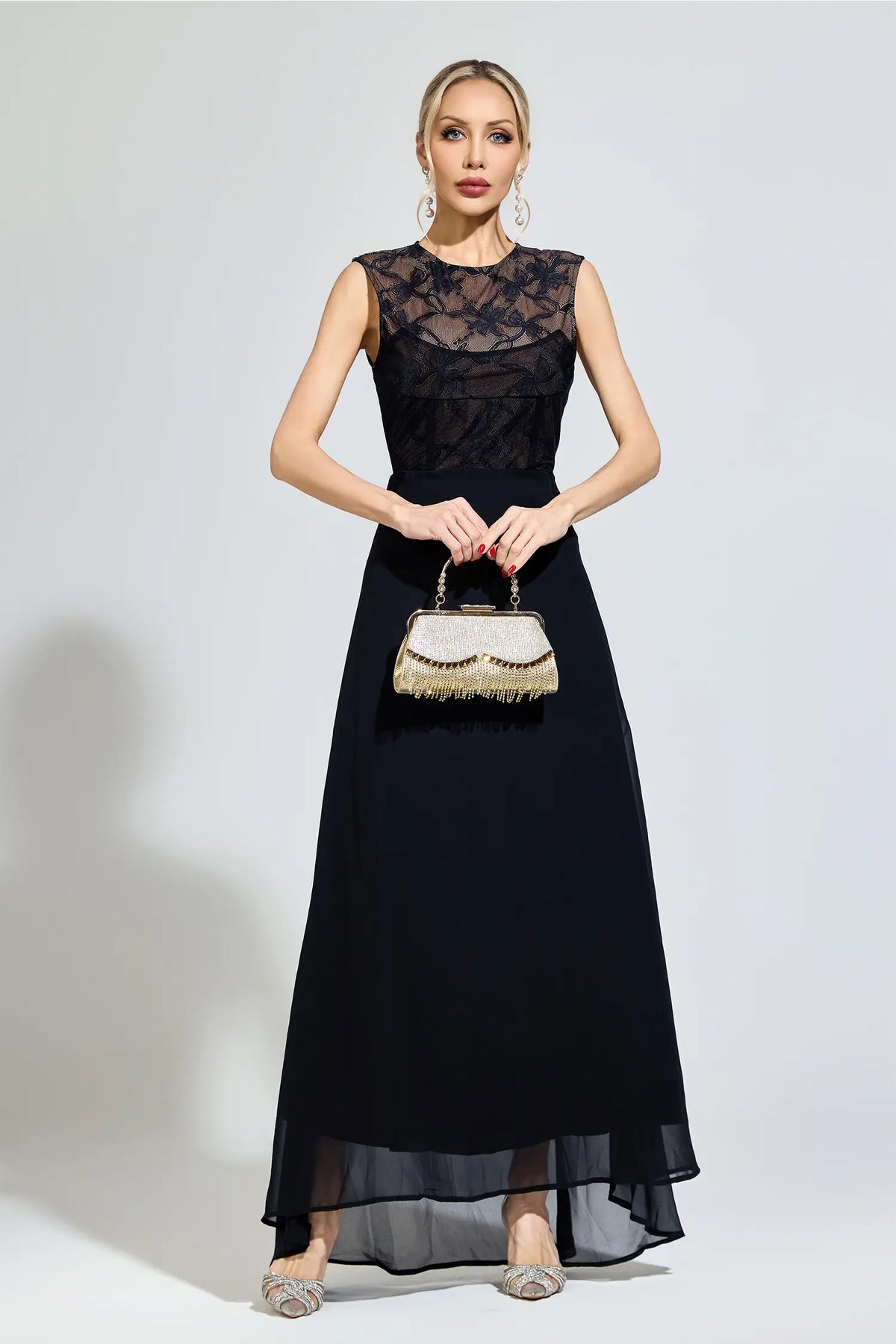 Melissa Black Lace Maxi Dress