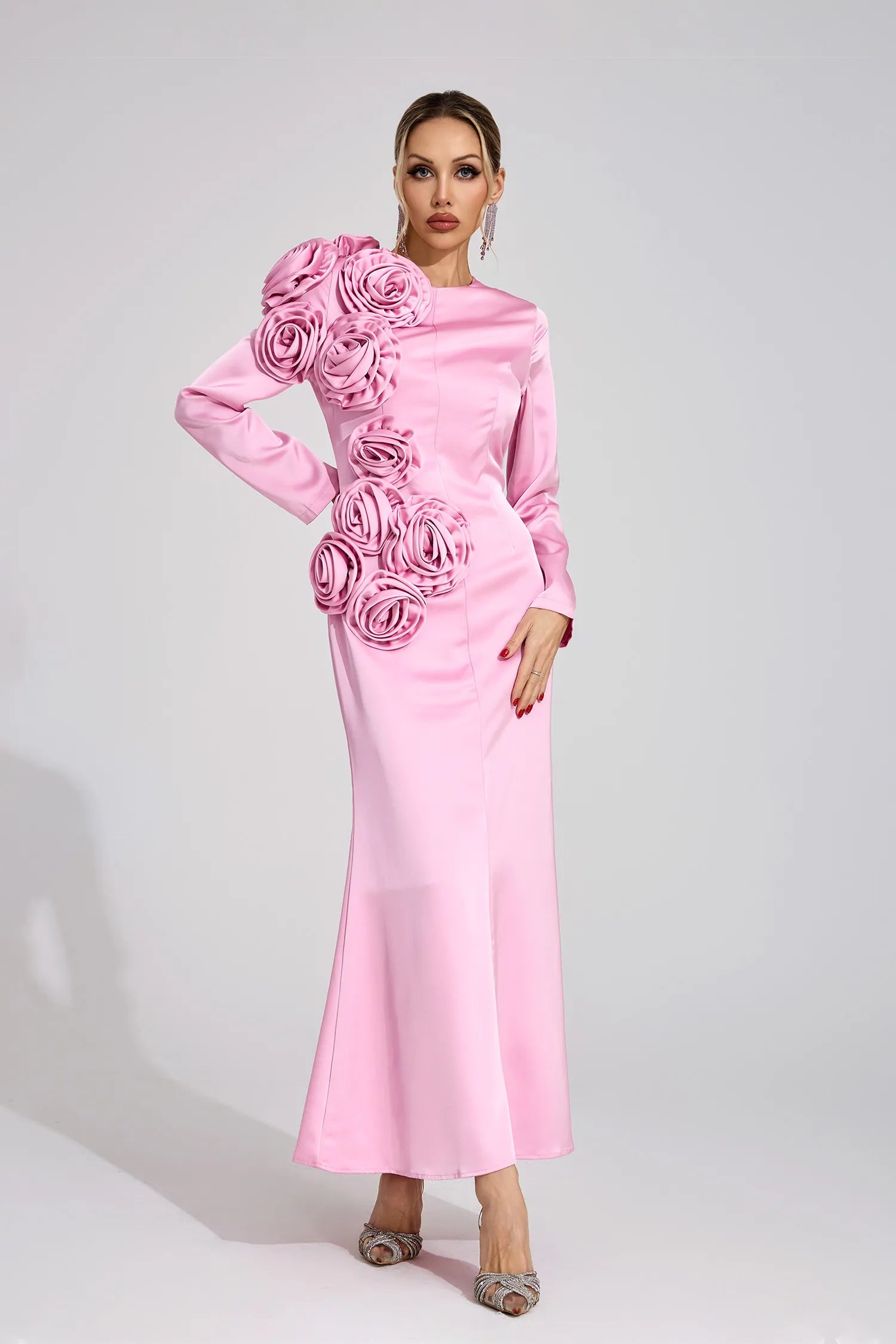Velithra Pink Floral Maxi Dress