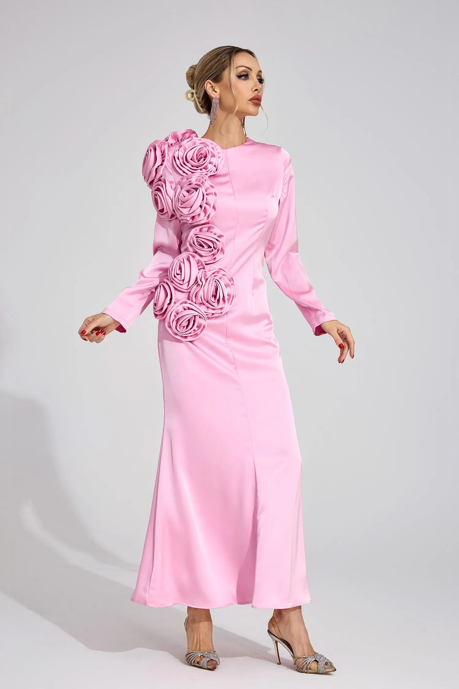 Velithra Pink Floral Maxi Dress