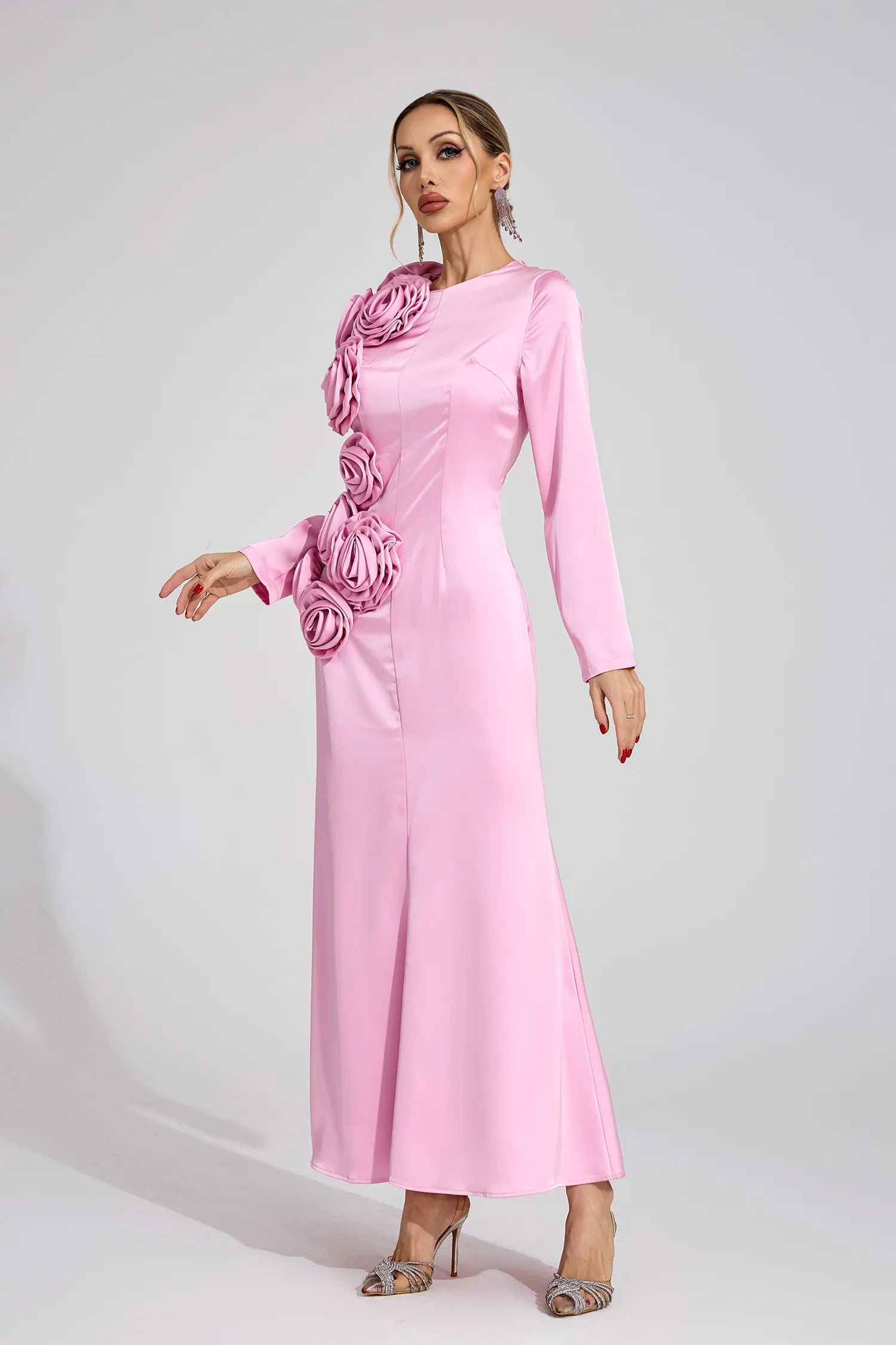 Velithra Pink Floral Maxi Dress
