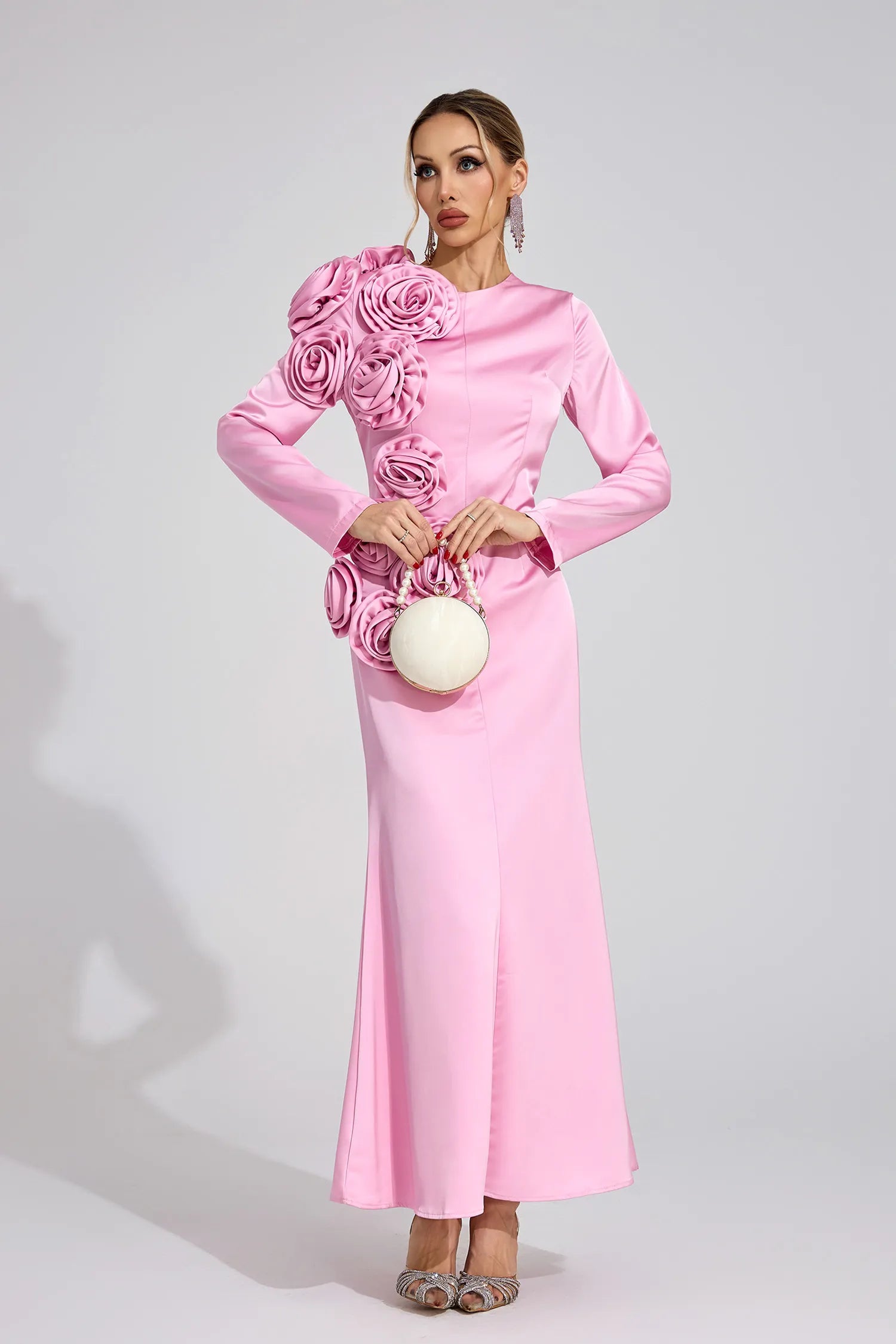 Velithra Pink Floral Maxi Dress