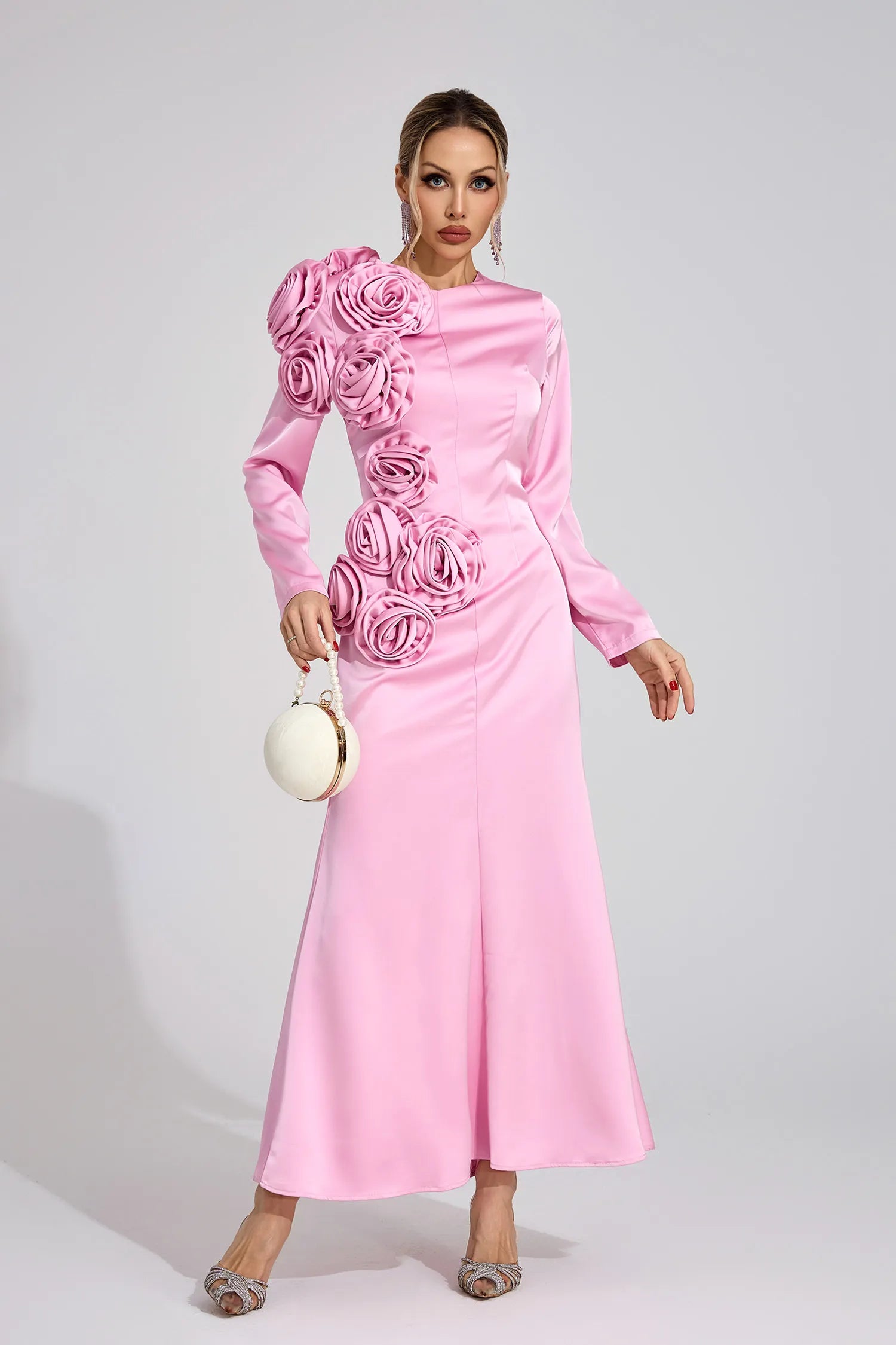 Velithra Pink Floral Maxi Dress