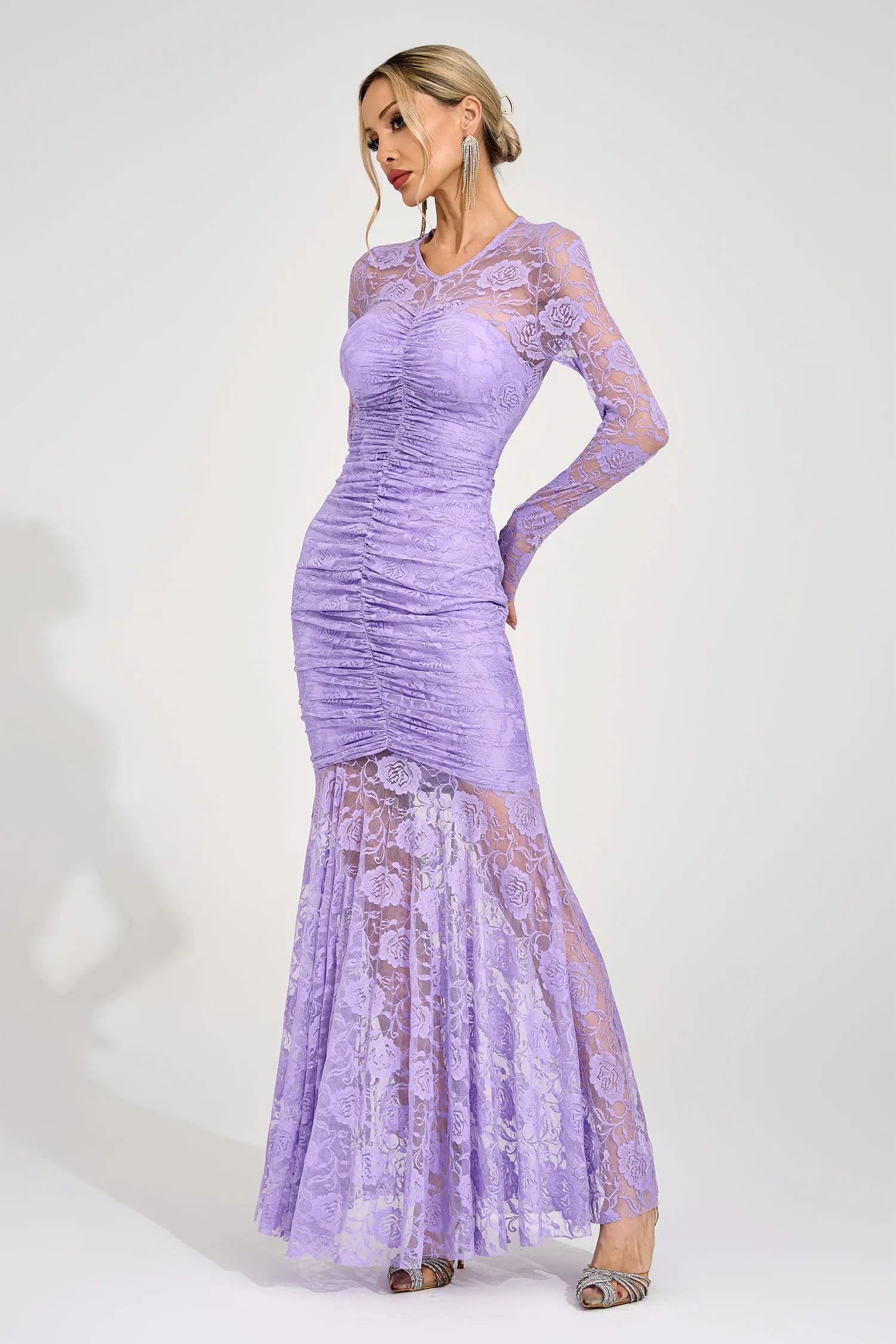 Calivora Purple Pleated Maxi Dress