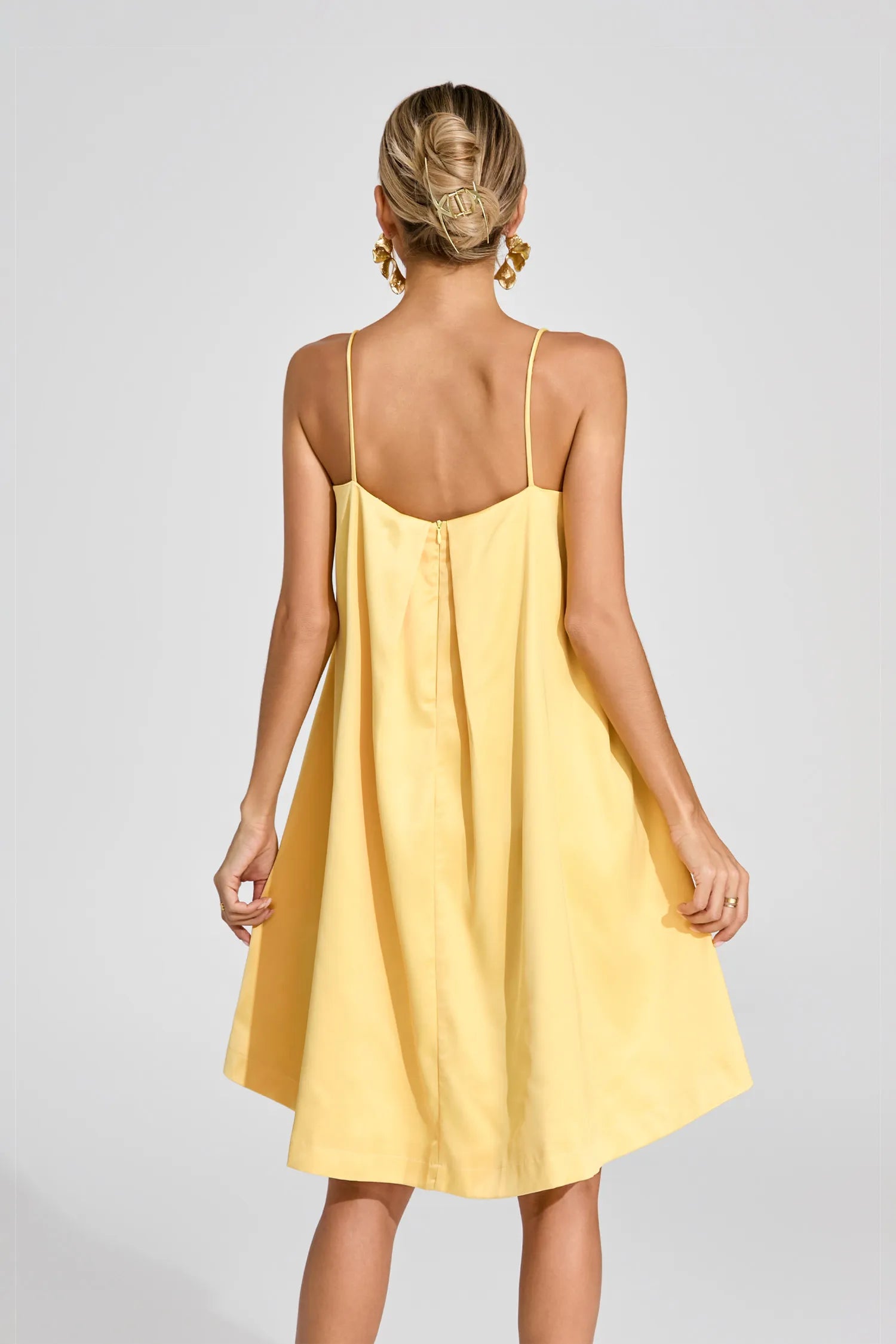 Cindy Yellow Embroidered Slip Mini Dress