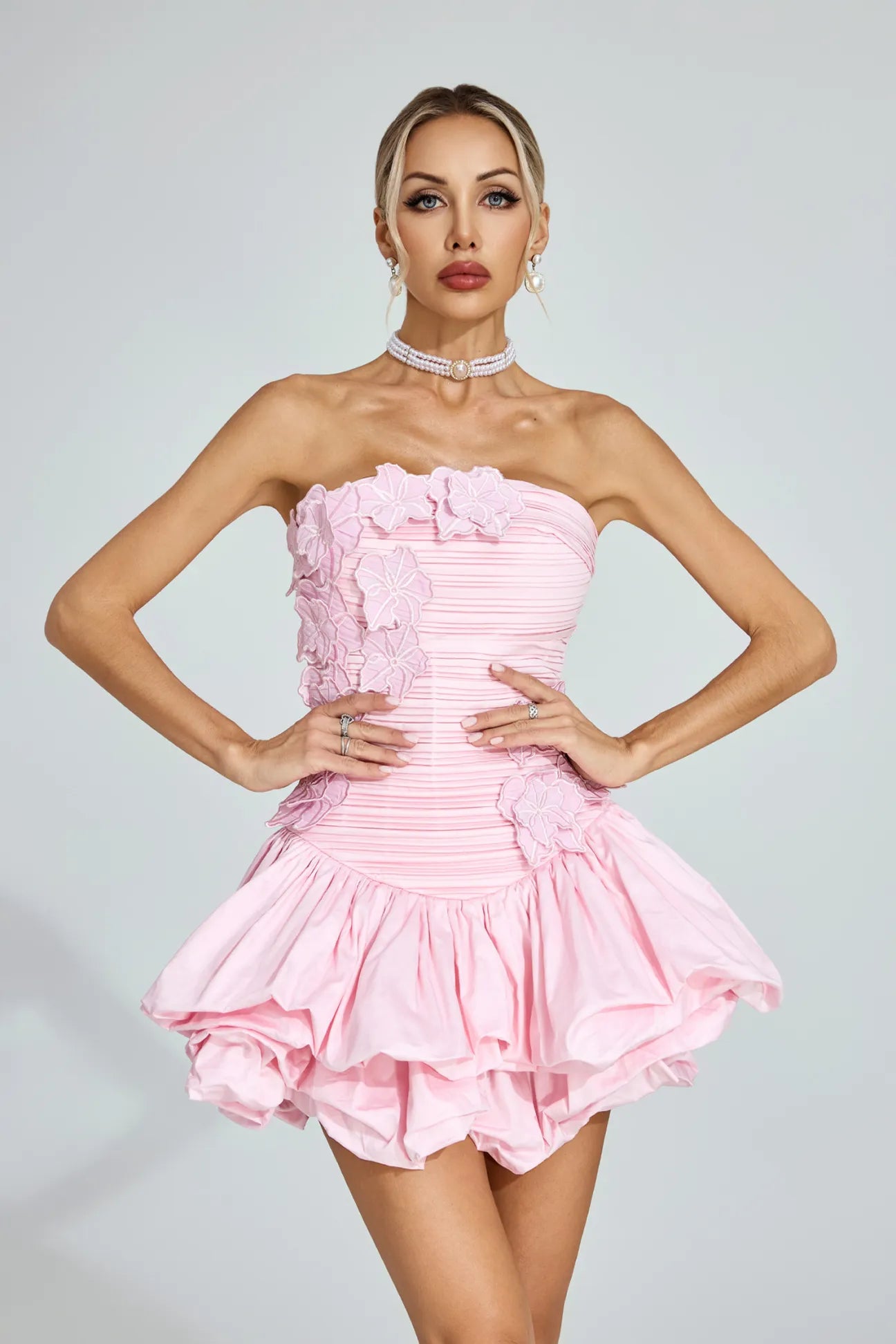 Zoey Pink Strapless Mini Dress