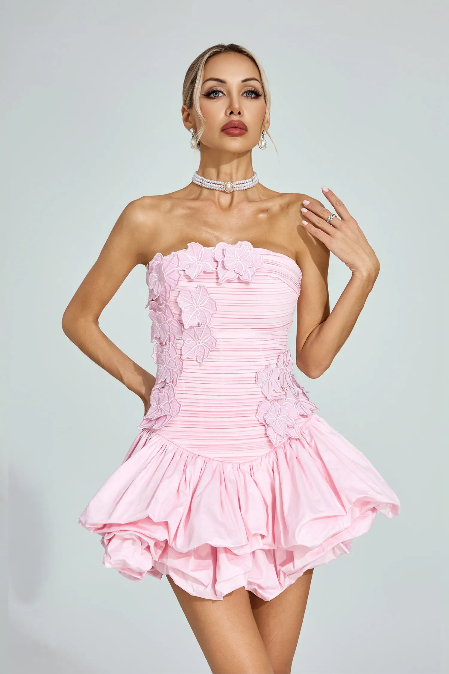 Zoey Pink Strapless Mini Dress