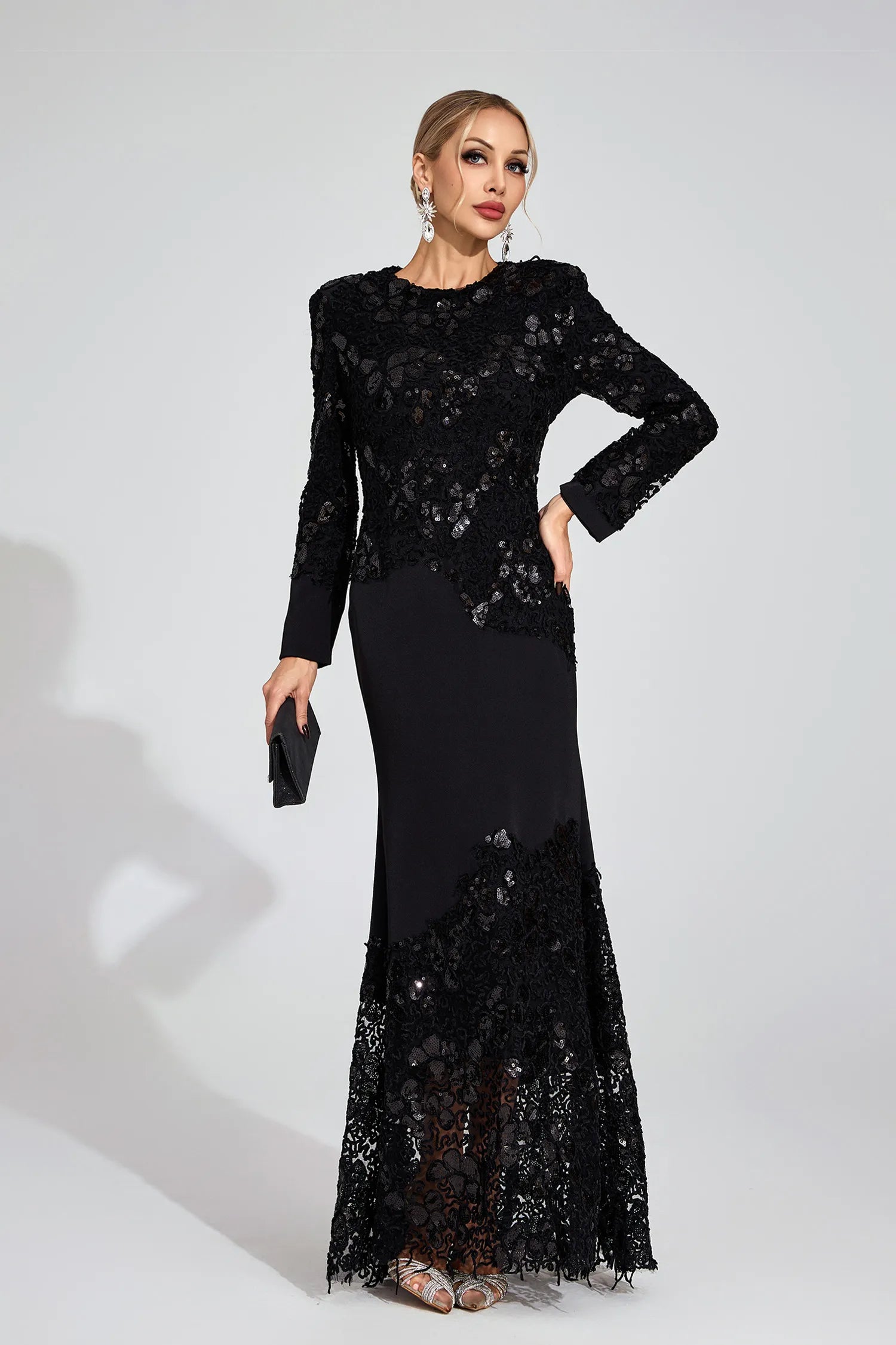 Ardis Black Embroidered Maxi Dress