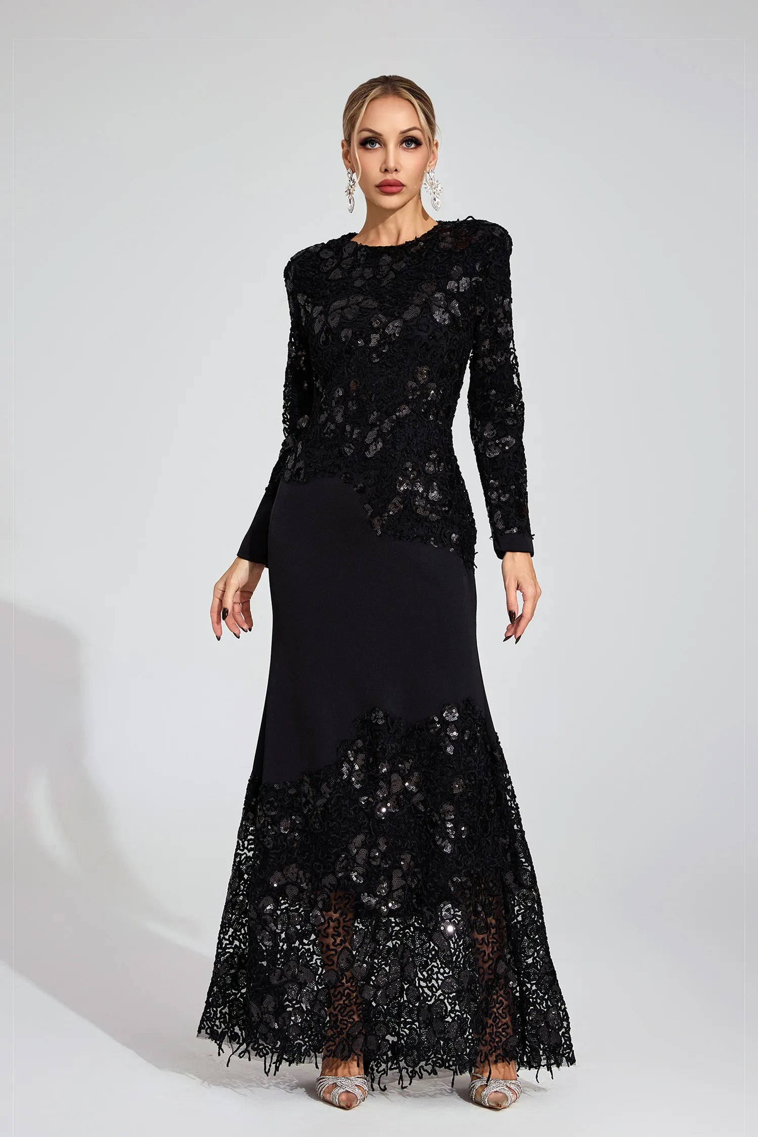 Ardis Black Embroidered Maxi Dress