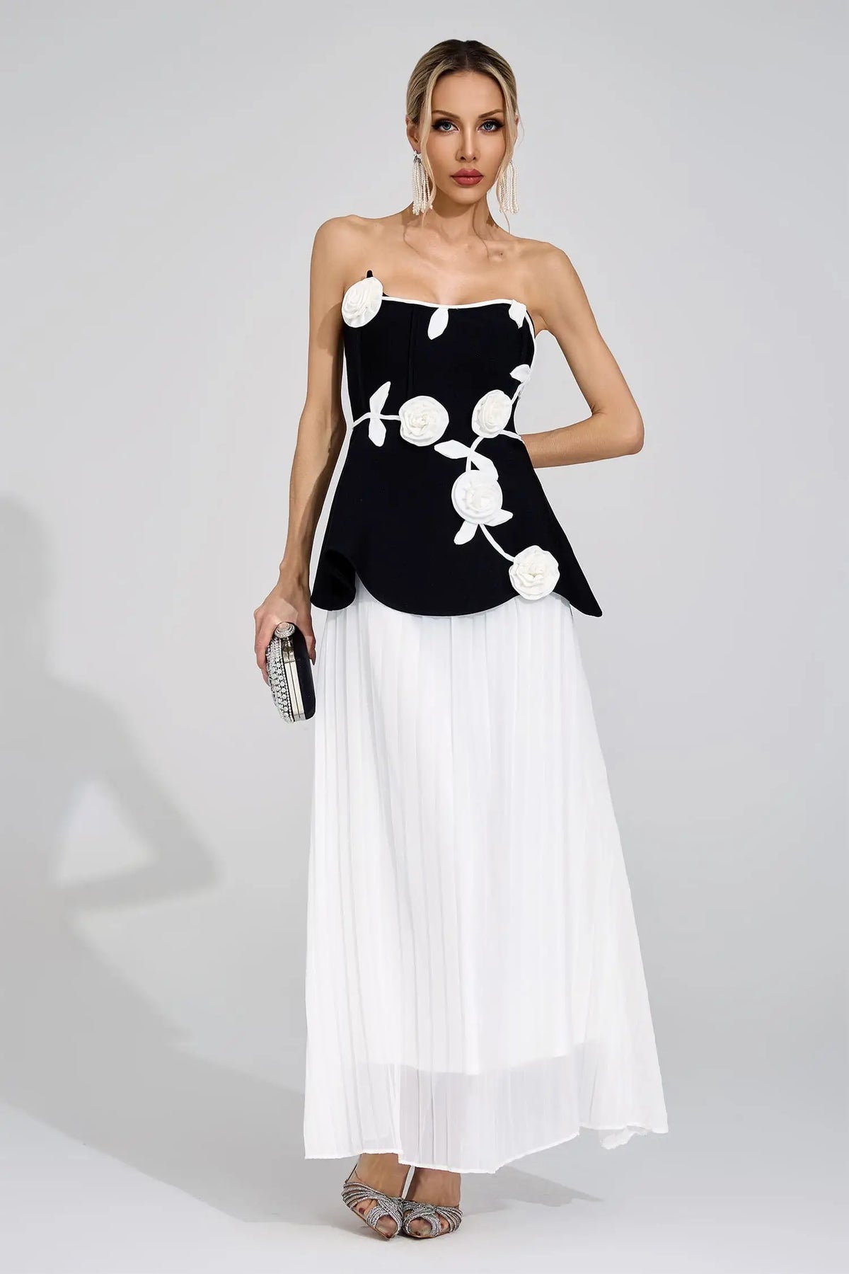 Delilah Black White Floral Maxi Dress