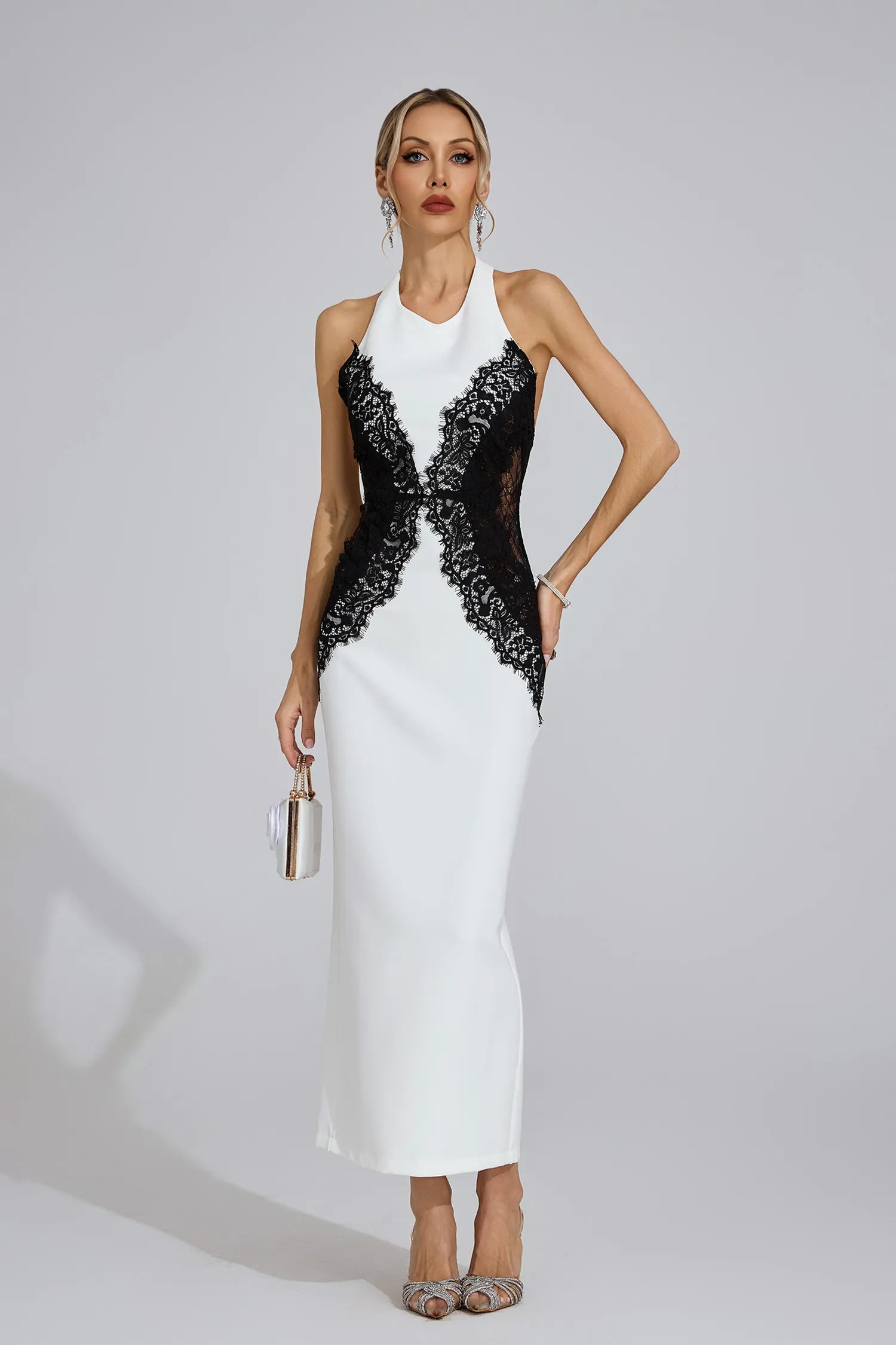 Arvessa White Halter Maxi Dress