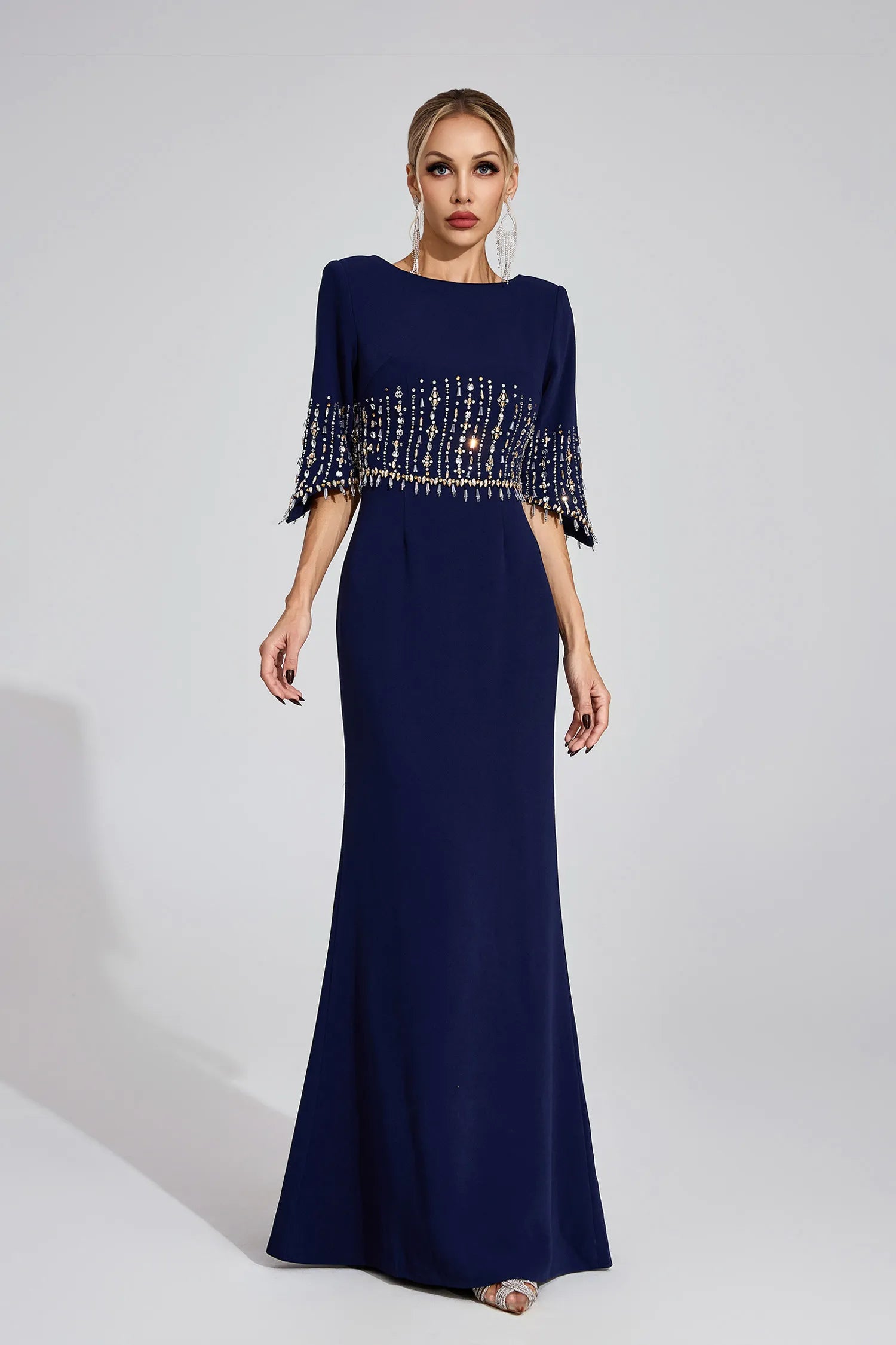 Phoenix Dark Blue Diamond Maxi Dress