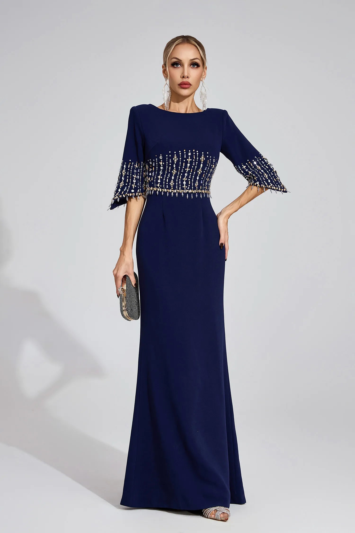 Phoenix Dark Blue Diamond Maxi Dress