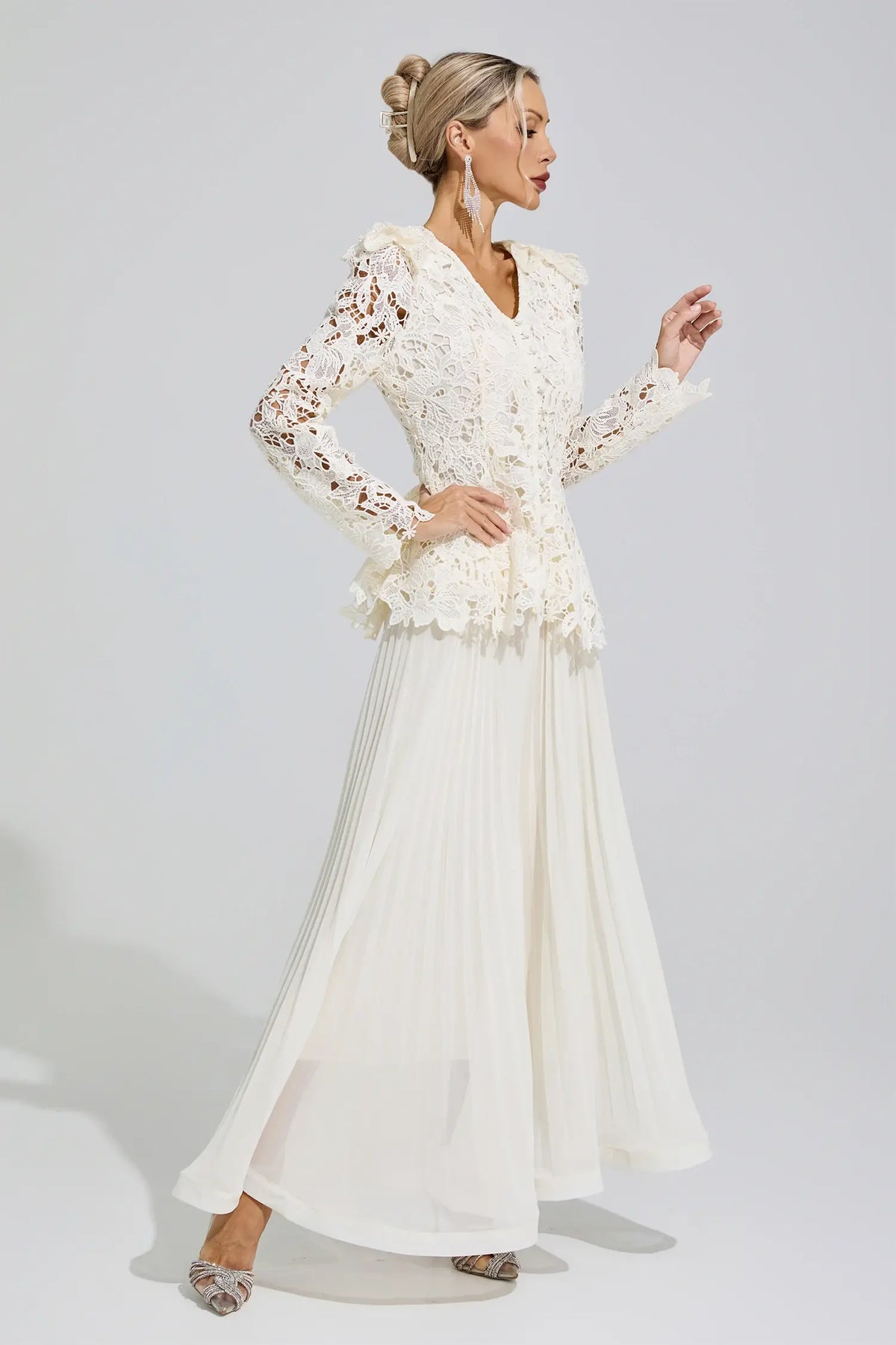 Christine White Lace Two Piece Set