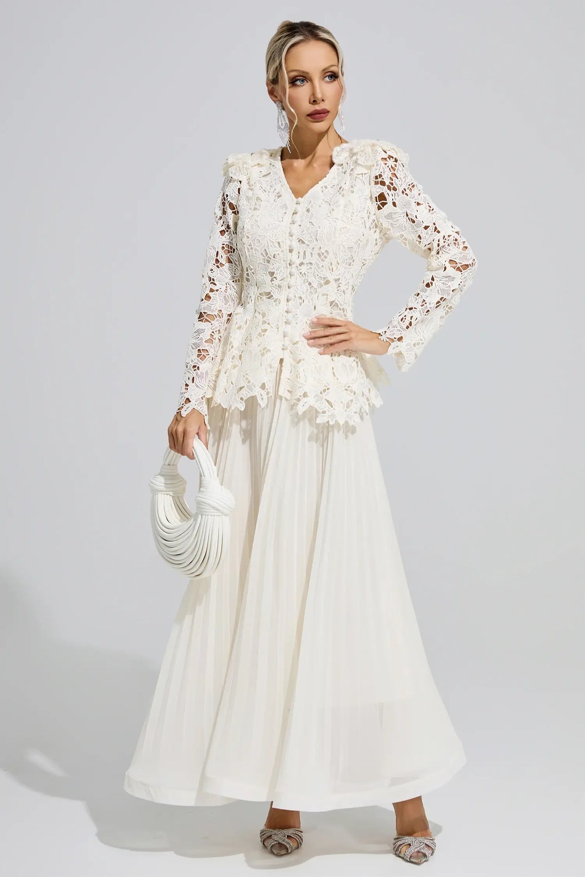 Christine White Lace Two Piece Set