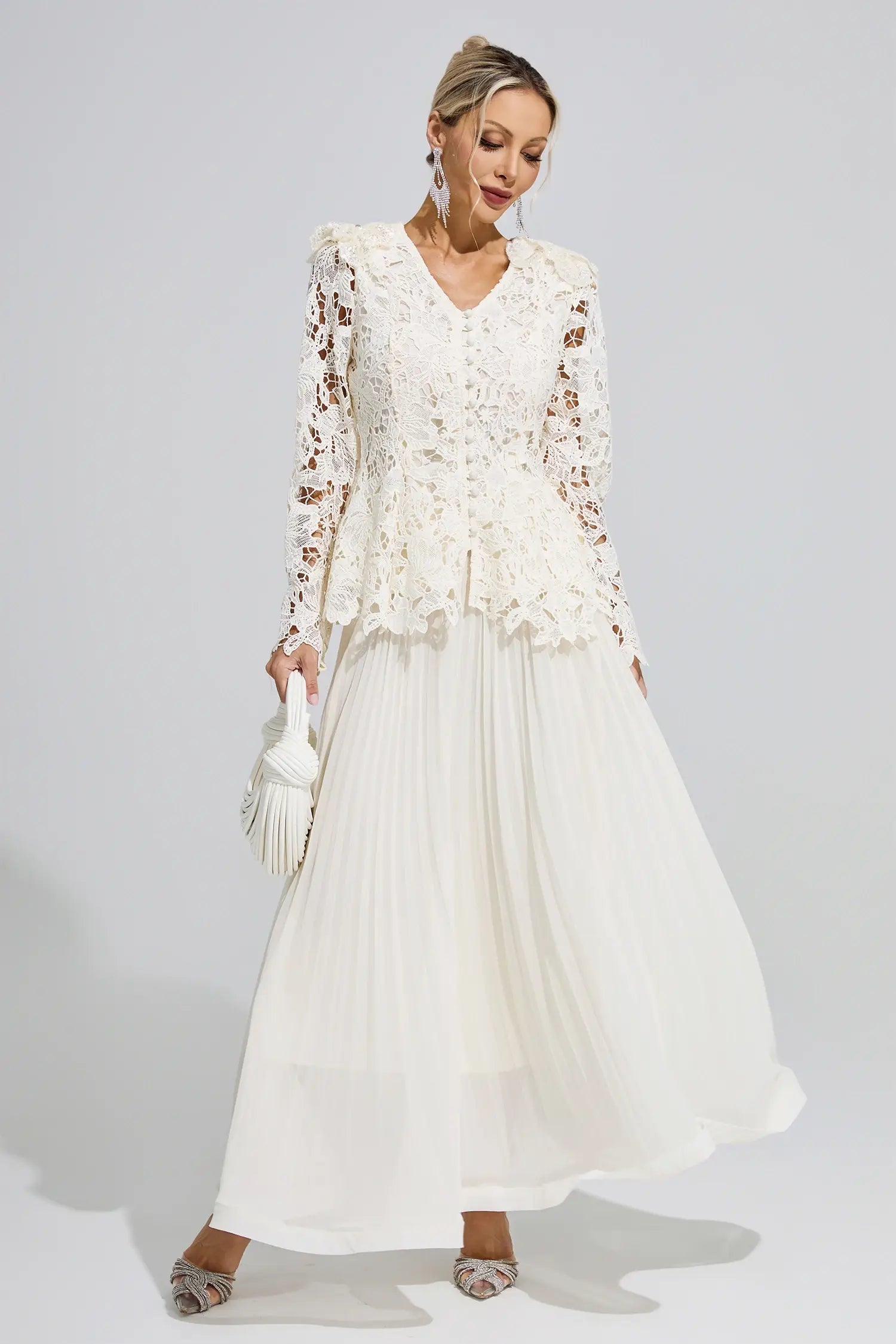 Christine White Lace Two Piece Set