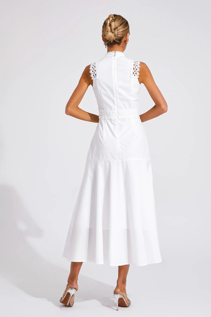 Alaska White Sleeveless Lace Maxi Dress