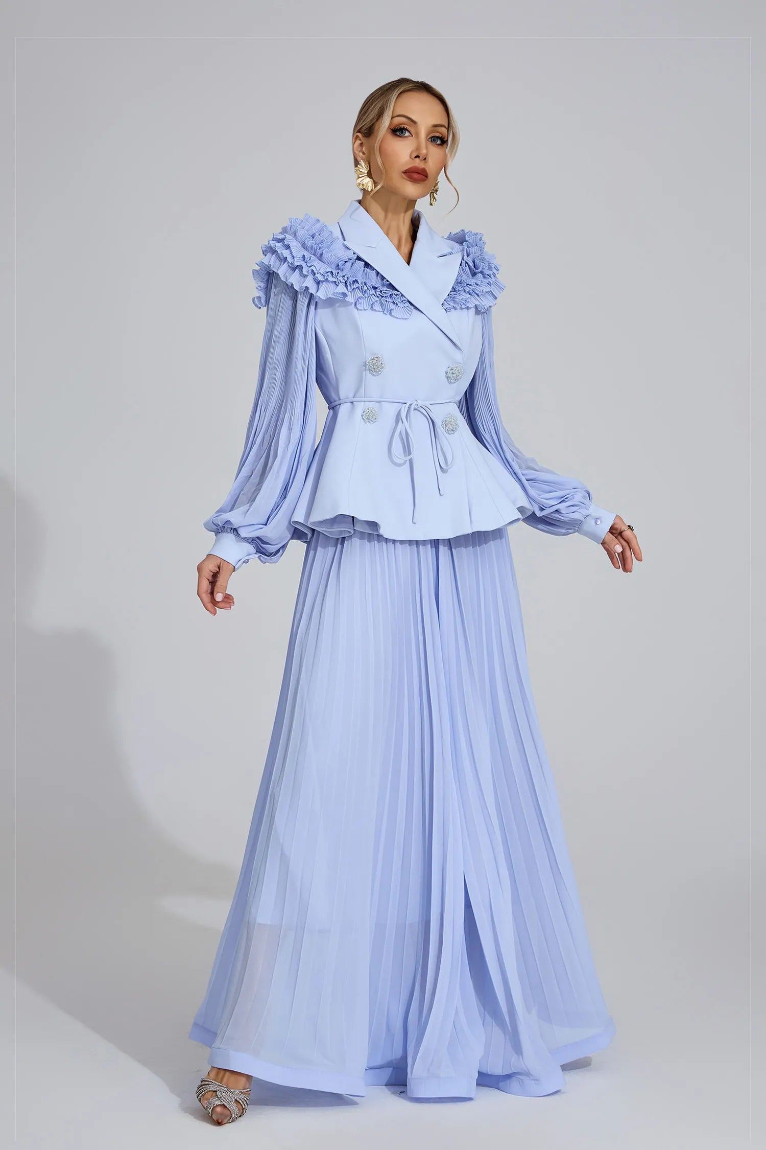 Serafielle Light Blue Flounce Two-Piece Set