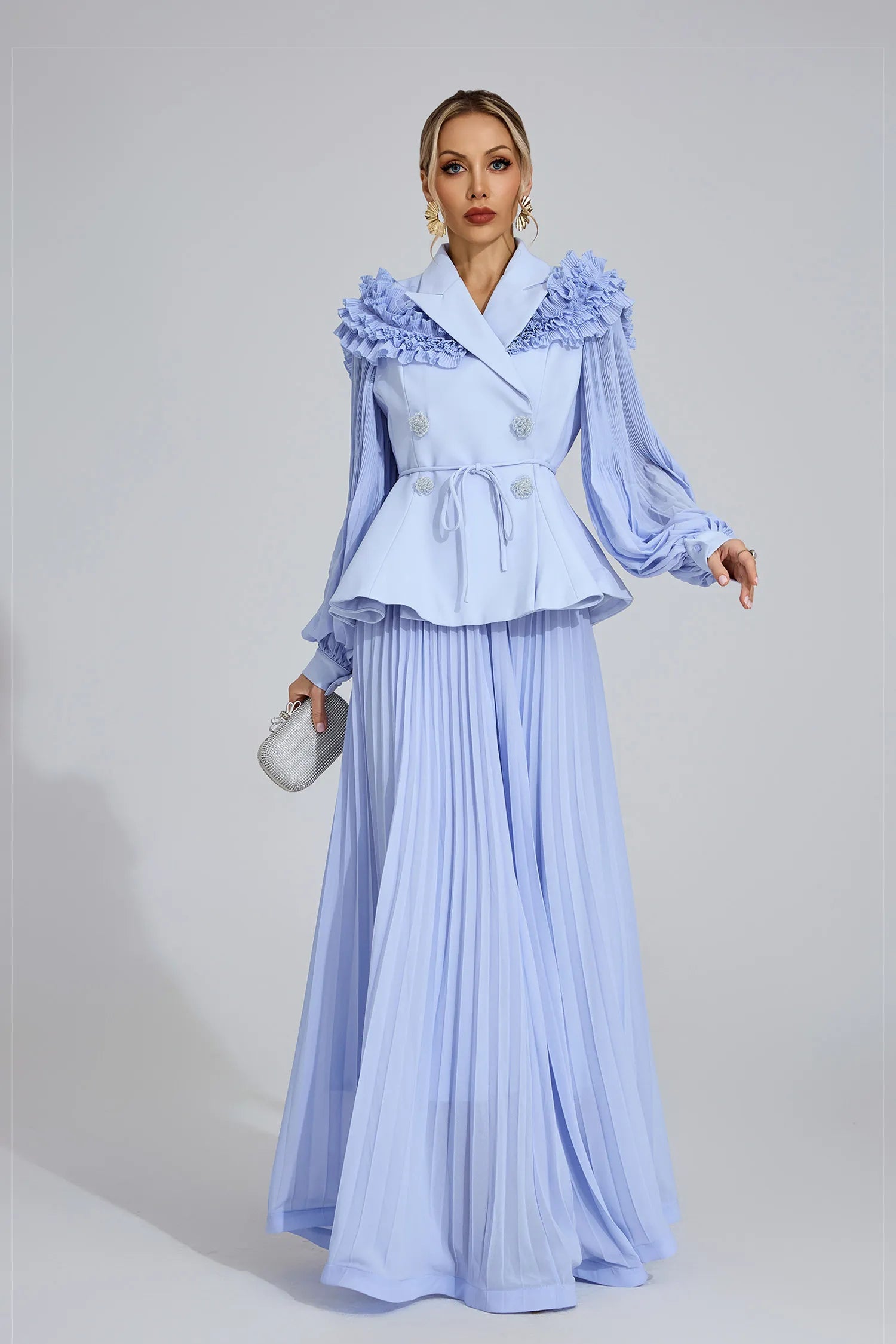 Serafielle Light Blue Flounce Two-Piece Set