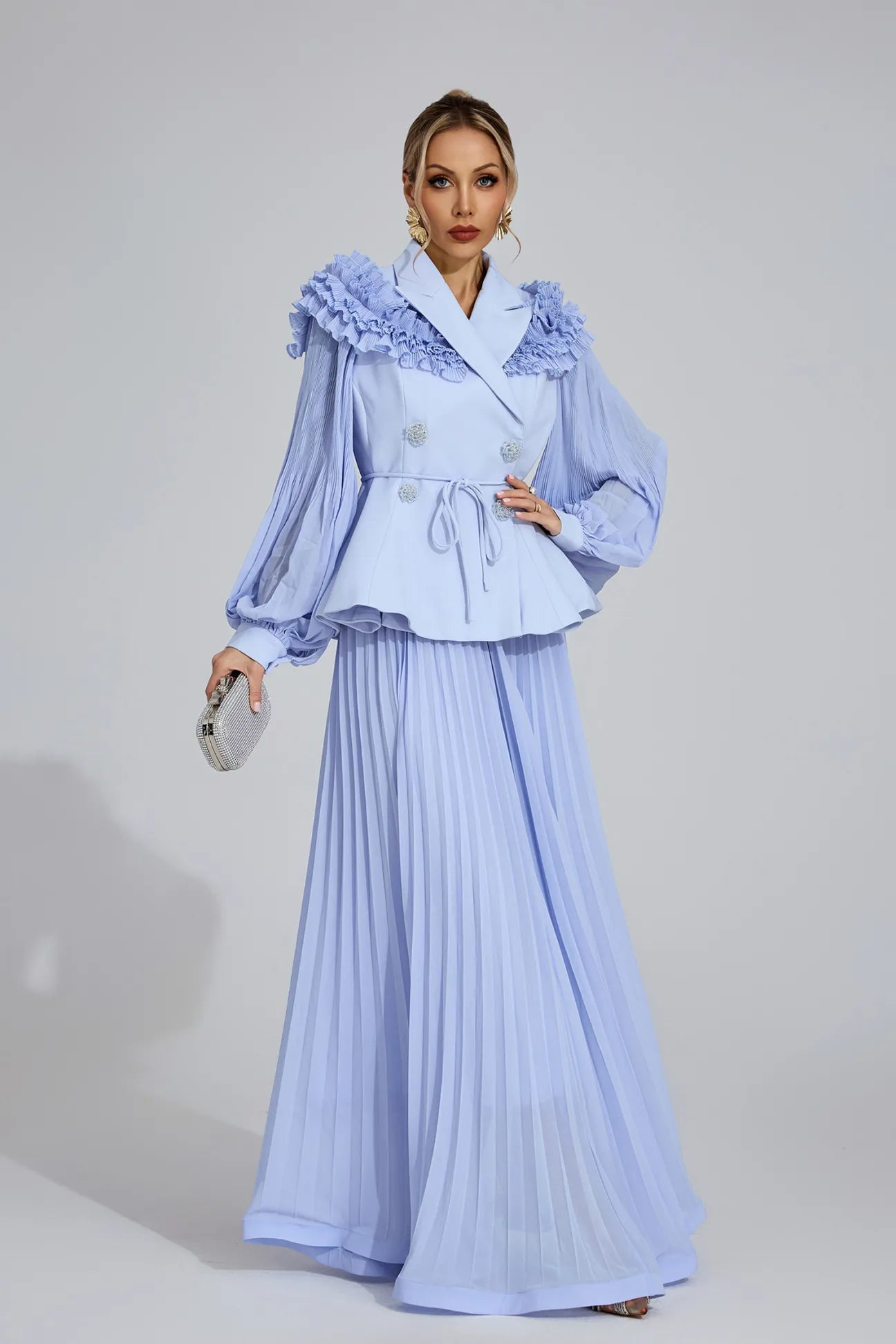 Serafielle Light Blue Flounce Two-Piece Set