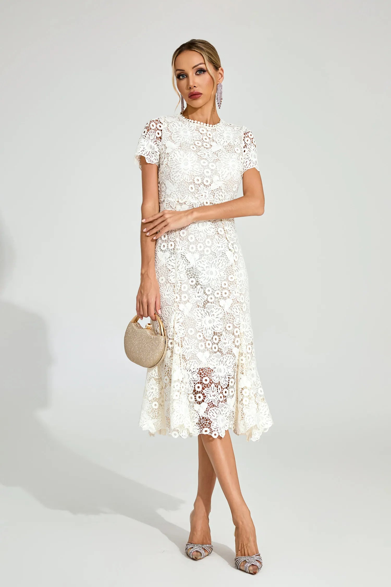Erica White Lace Mermaid Midi Dress