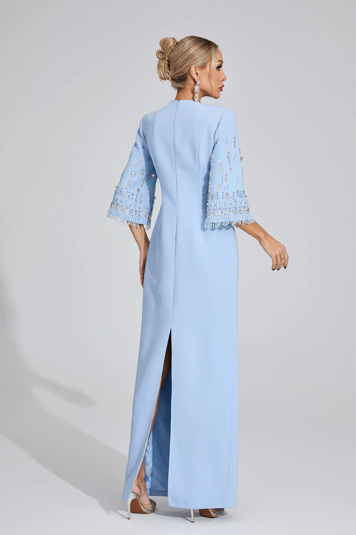 Kavya Light Blue Diamond Maxi Dress
