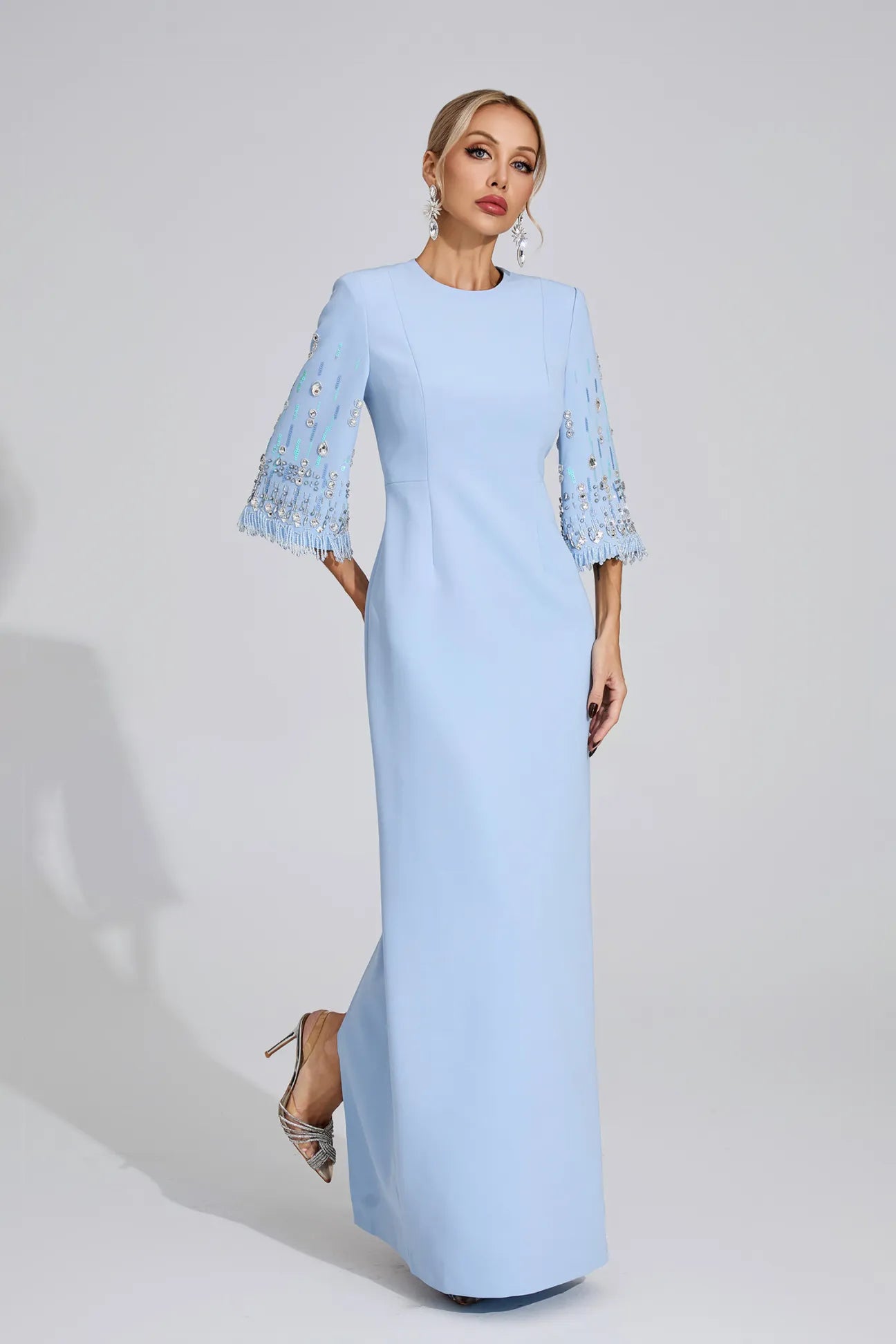 Kavya Light Blue Diamond Maxi Dress
