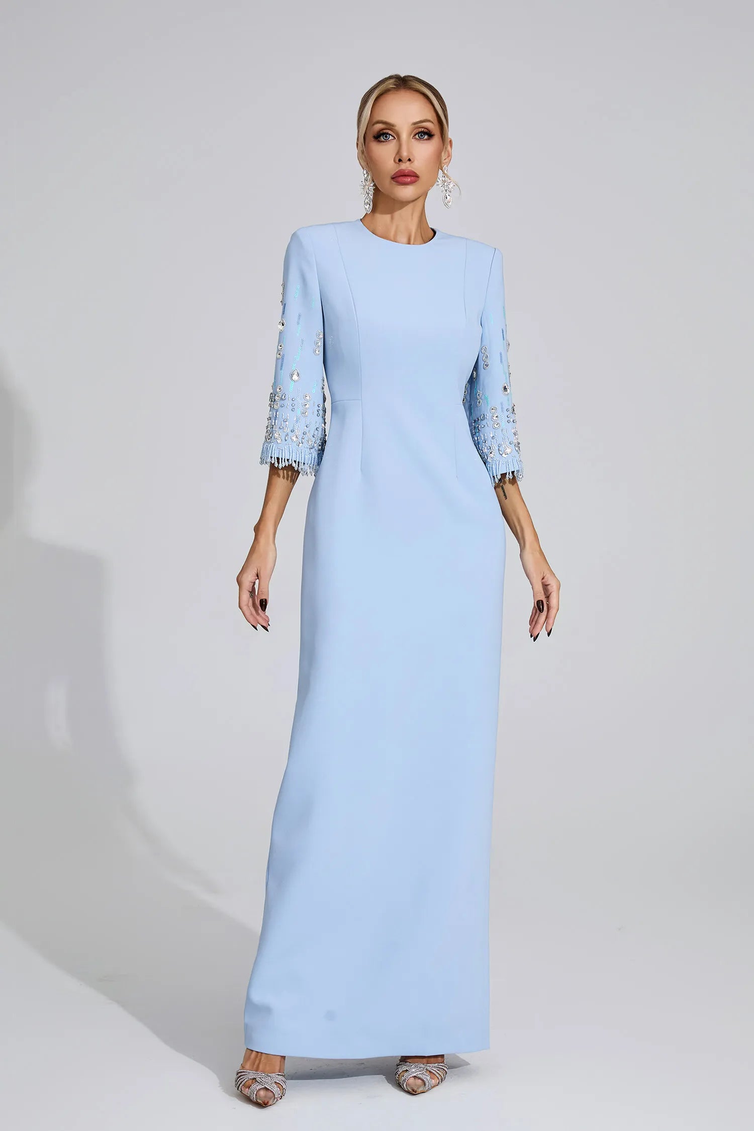 Kavya Light Blue Diamond Maxi Dress