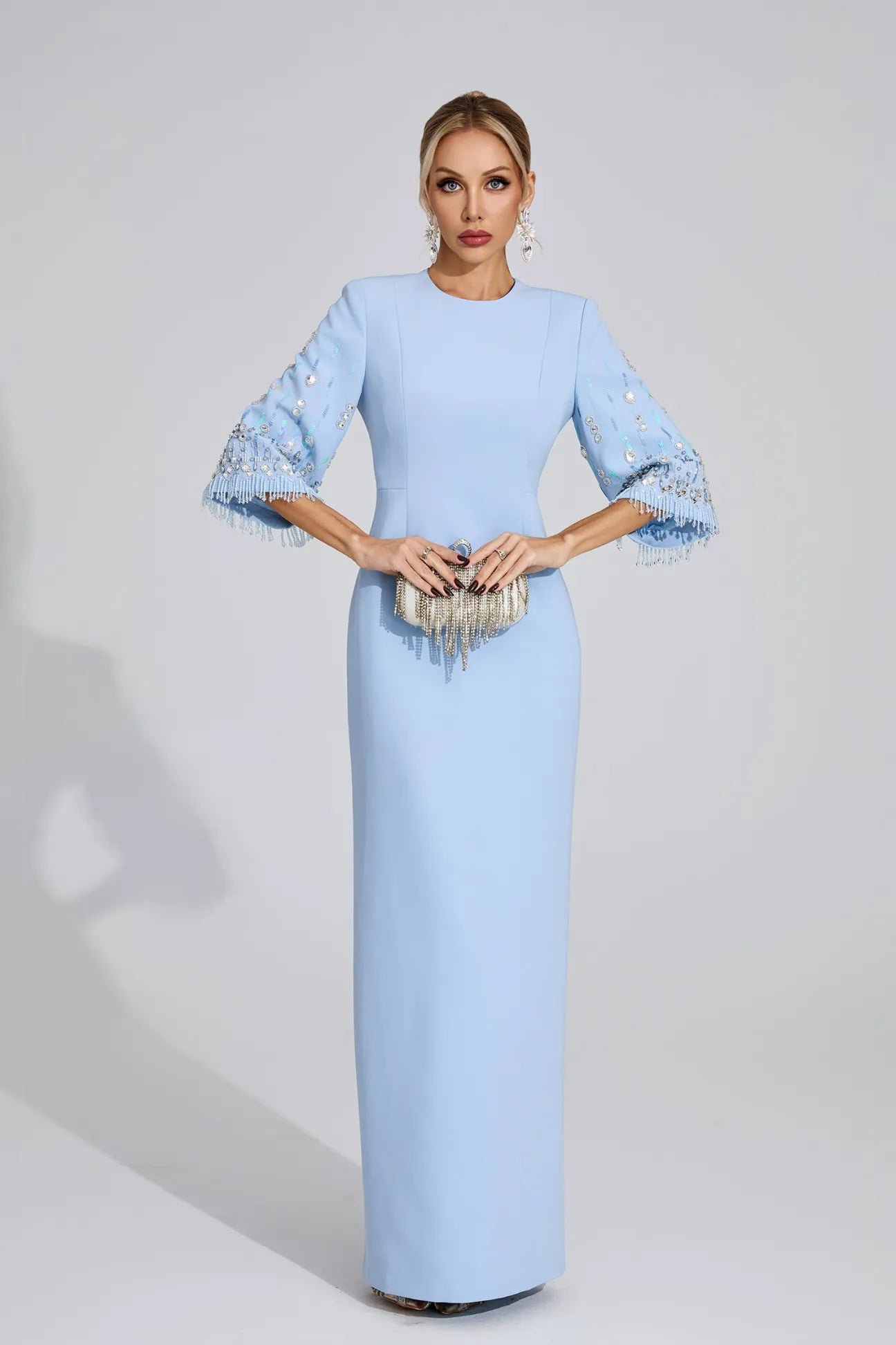 Kavya Light Blue Diamond Maxi Dress