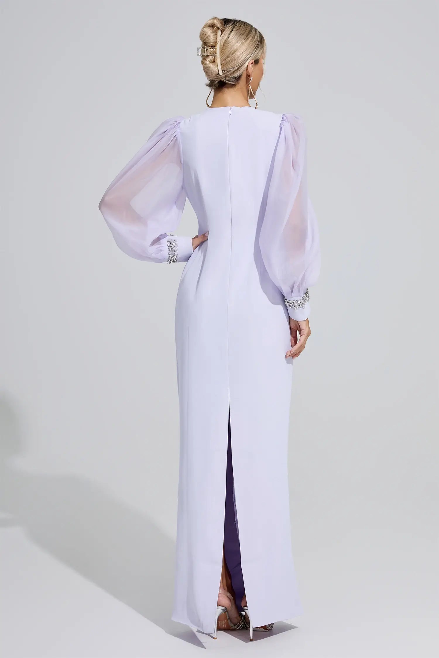 Vienna Purple Balloon Sleeve Maxi Dress