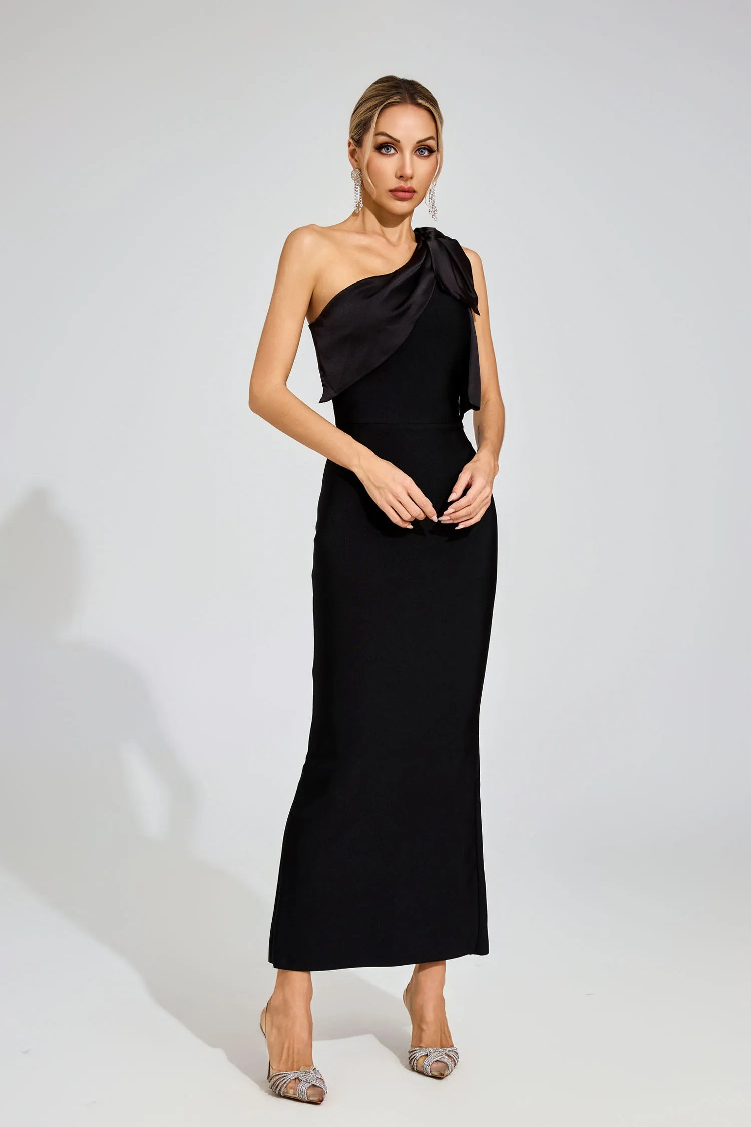 Sally Black Bandage One Shoulder Maxi Dress