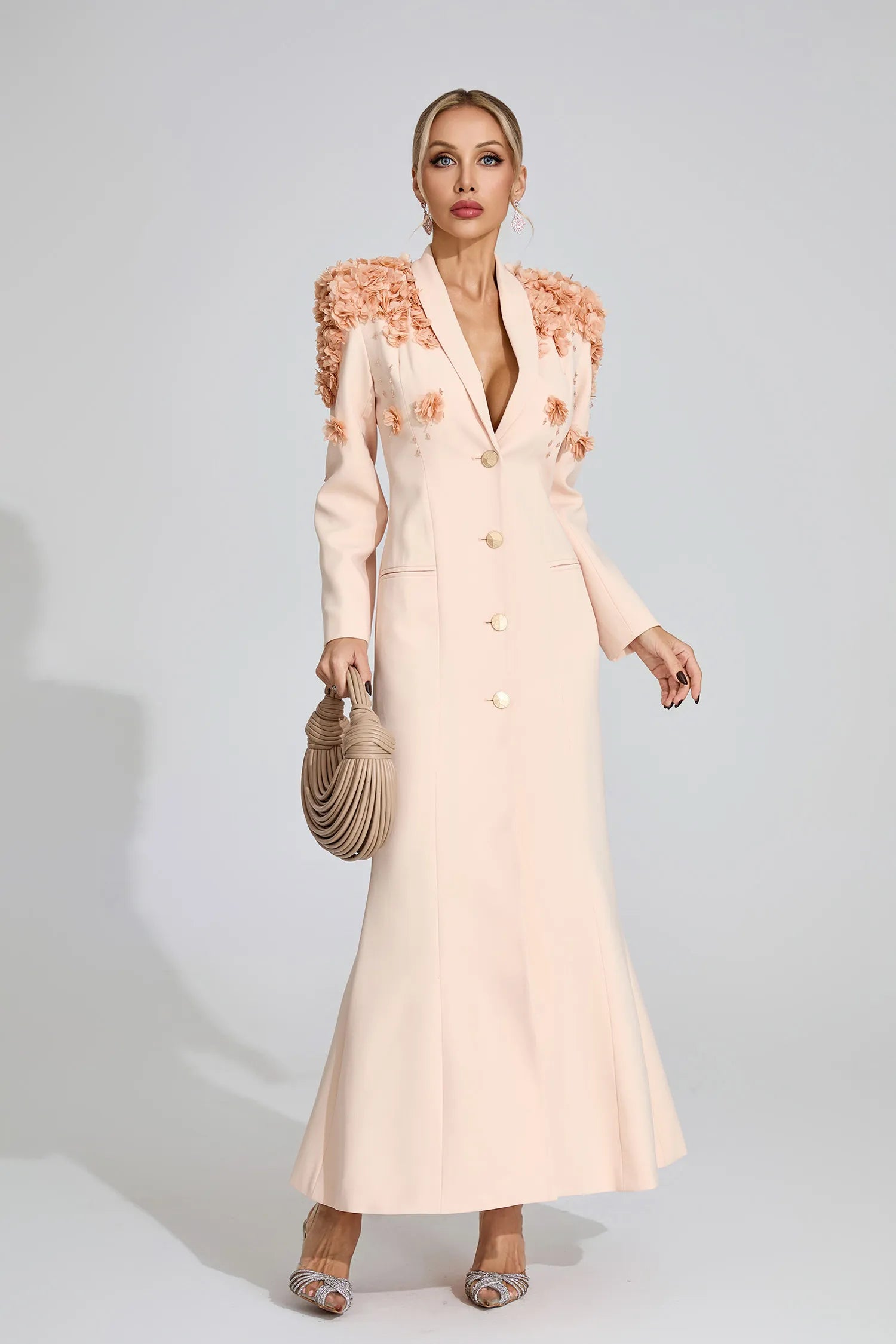 Amiel Beige Floral Maxi Dress