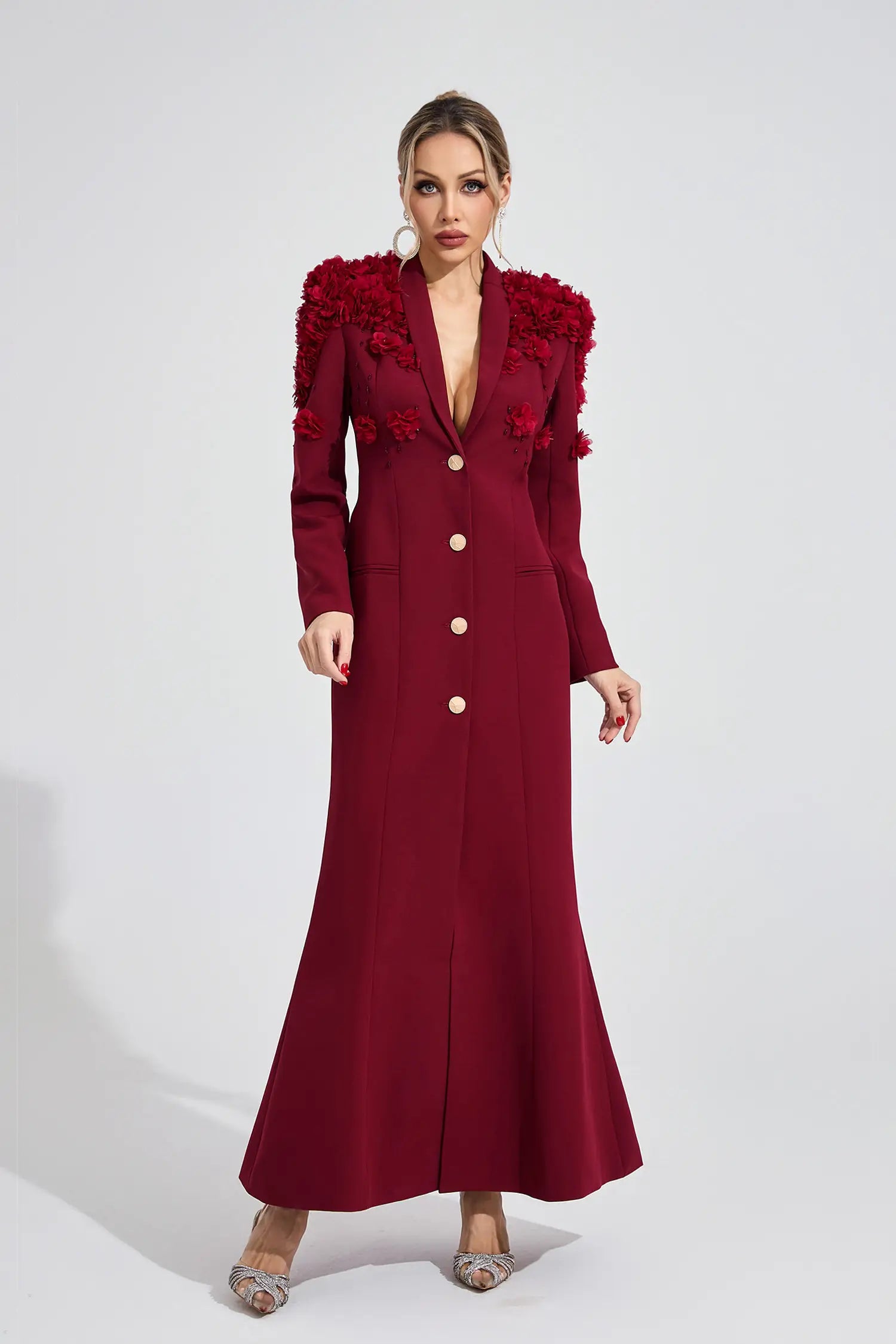Amiel Red Floral Maxi Dress